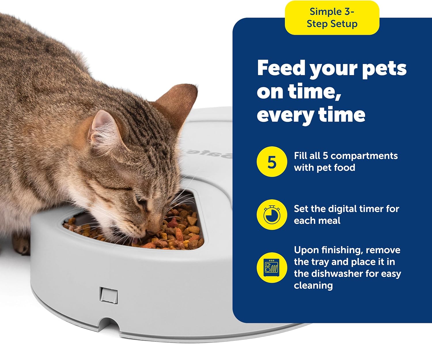 PetSafe Automatic Dog Feeder, 5 Meals, 40 oz Capacity, Plastic, for Dry Food, Multiple Pets - Image 5