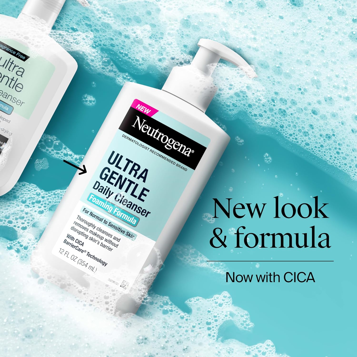 Neutrogena Ultra Gentle Foaming Facial Cleanser, Daily Face Wash for Sensitive Skin, Gently Removes Dirt, Oil & Makeup Without Over-Drying, Fragrance-Free, 12 fl. oz - Image 2