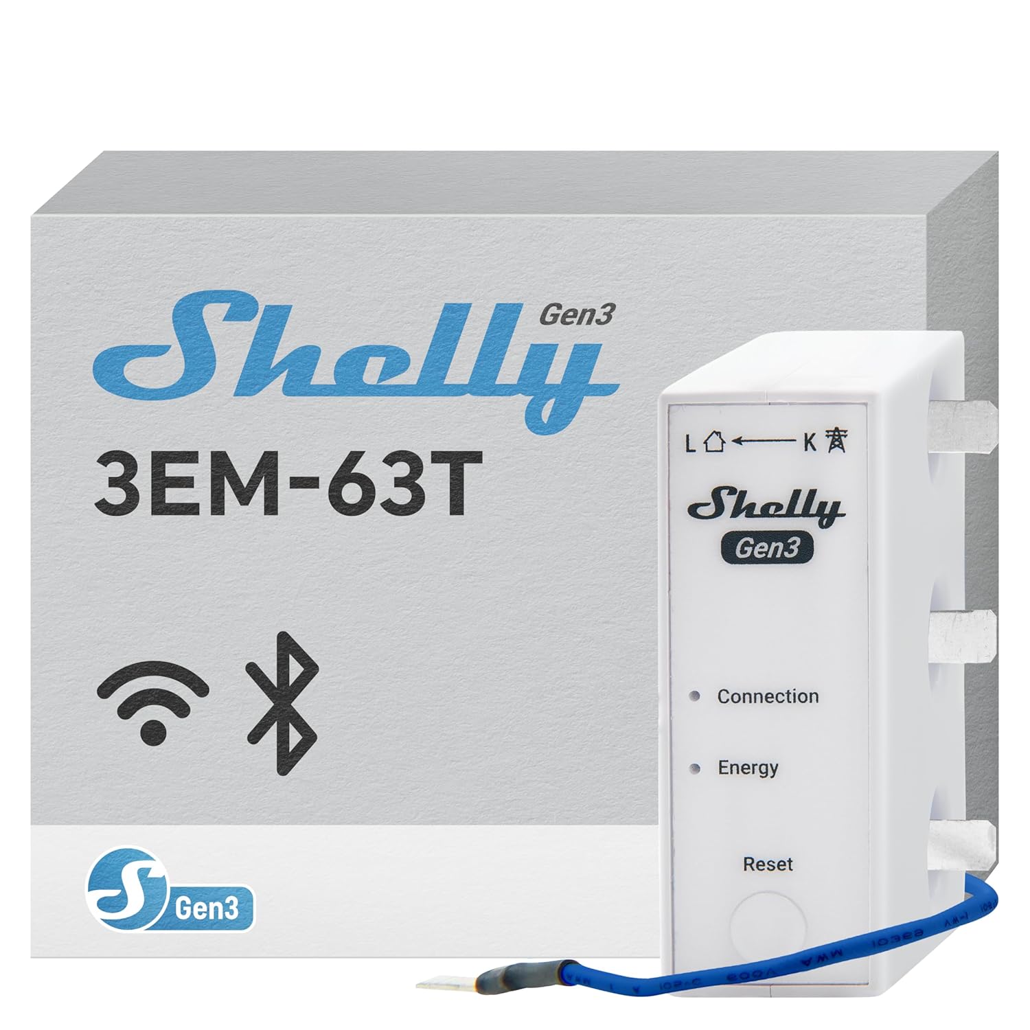 Shelly 3EM-63T Gen3 | Wi-Fi Operated Smart 3-Phase Energy Meter | Home Automation | Compatible with Alexa & Google Home | iOS Android App | No Hub Required | Data Logging | Solar Photovoltaic Ready