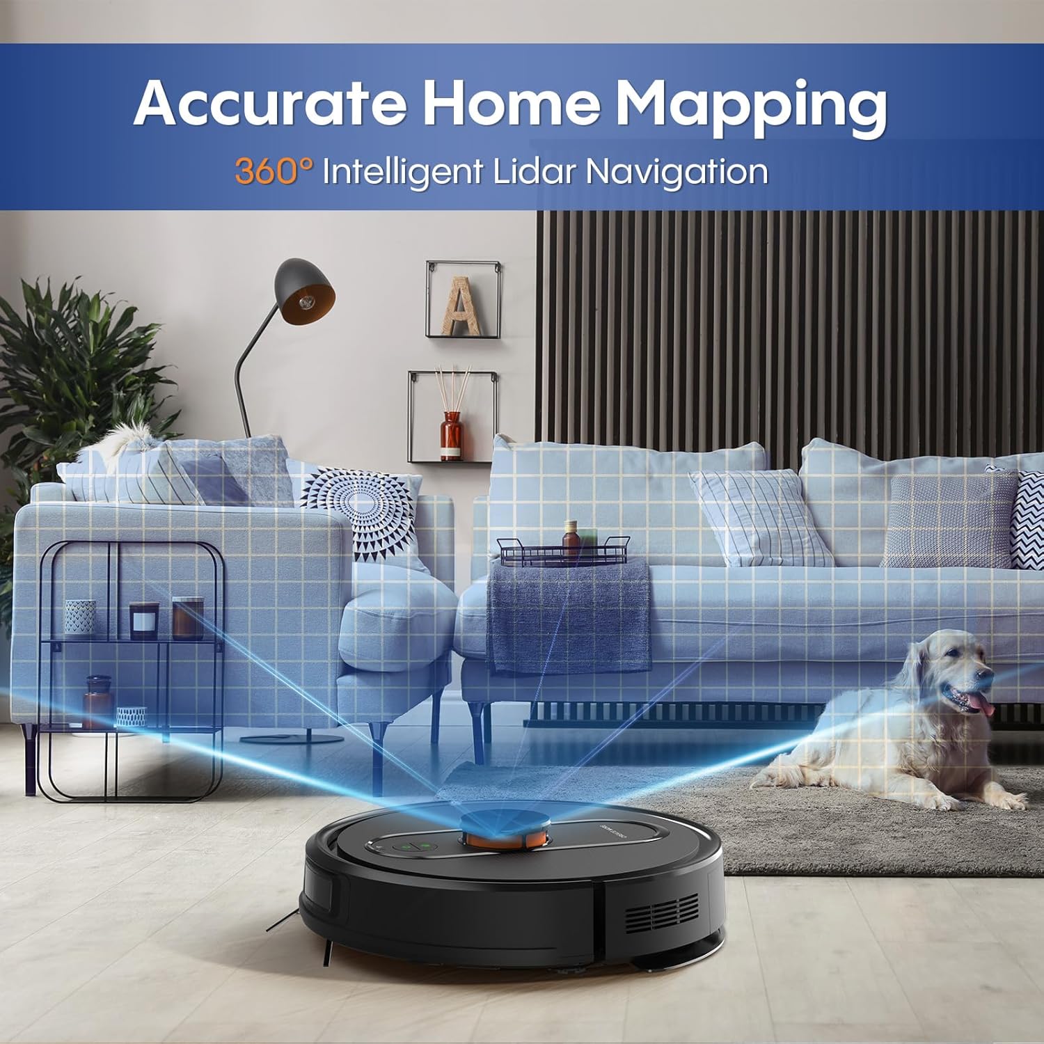 Robot Vacuum and Mop with LiDAR Navigation, 5000Pa Robot Vacuum Cleaner with Self-Emptying, 90-Day Hands-Free,Mapping, Wi-Fi/App/Alexa Control, Ideal for Pet, Hard Floors, Carpet - Image 4