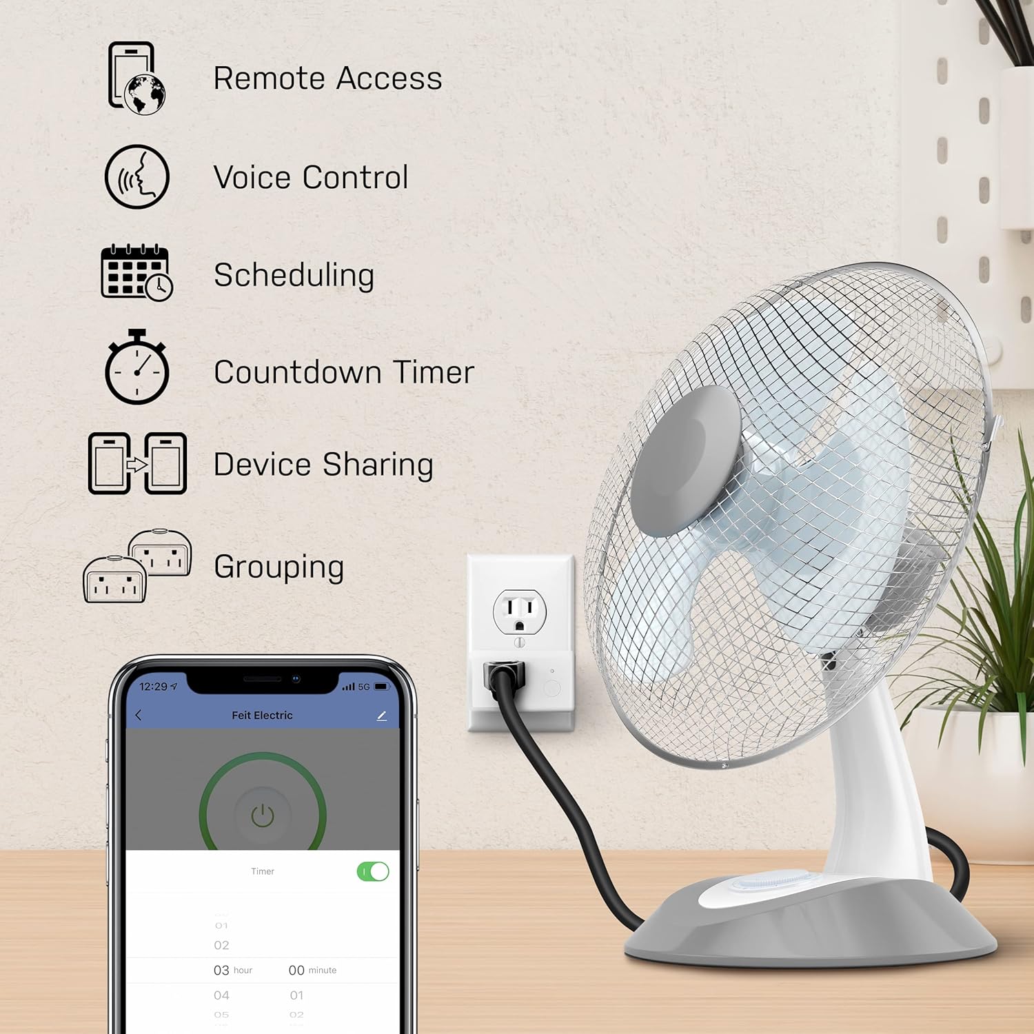 Feit Electric Smart Wi-Fi Plug, Works with Alexa and Google Home, No hub Required, 2.4 Ghz Network Only, Remote Control from Anywhere 15 Amp, Indoor Outlet for Home Appliances - Image 2