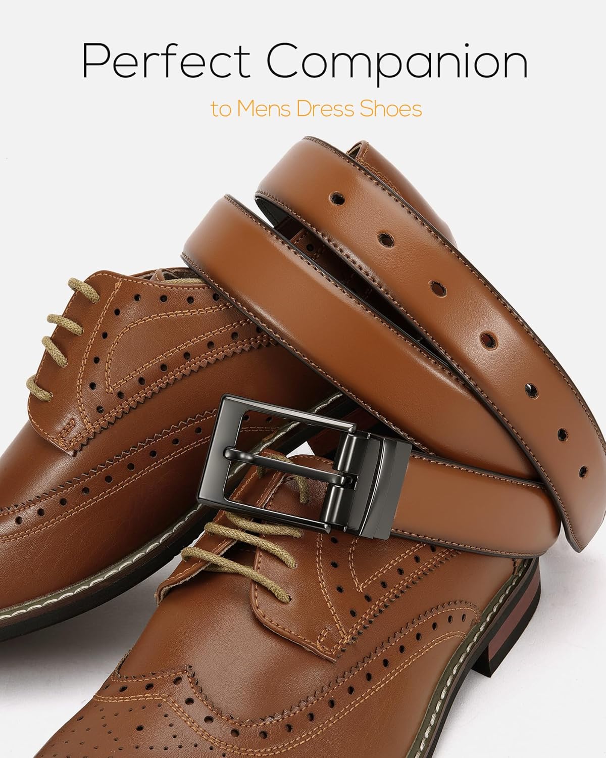 CHAOREN Reversible Belt Men 1 Piece - 1.25" Leather Dress Belt - Trim to Fit for Elegant Style - Image 3