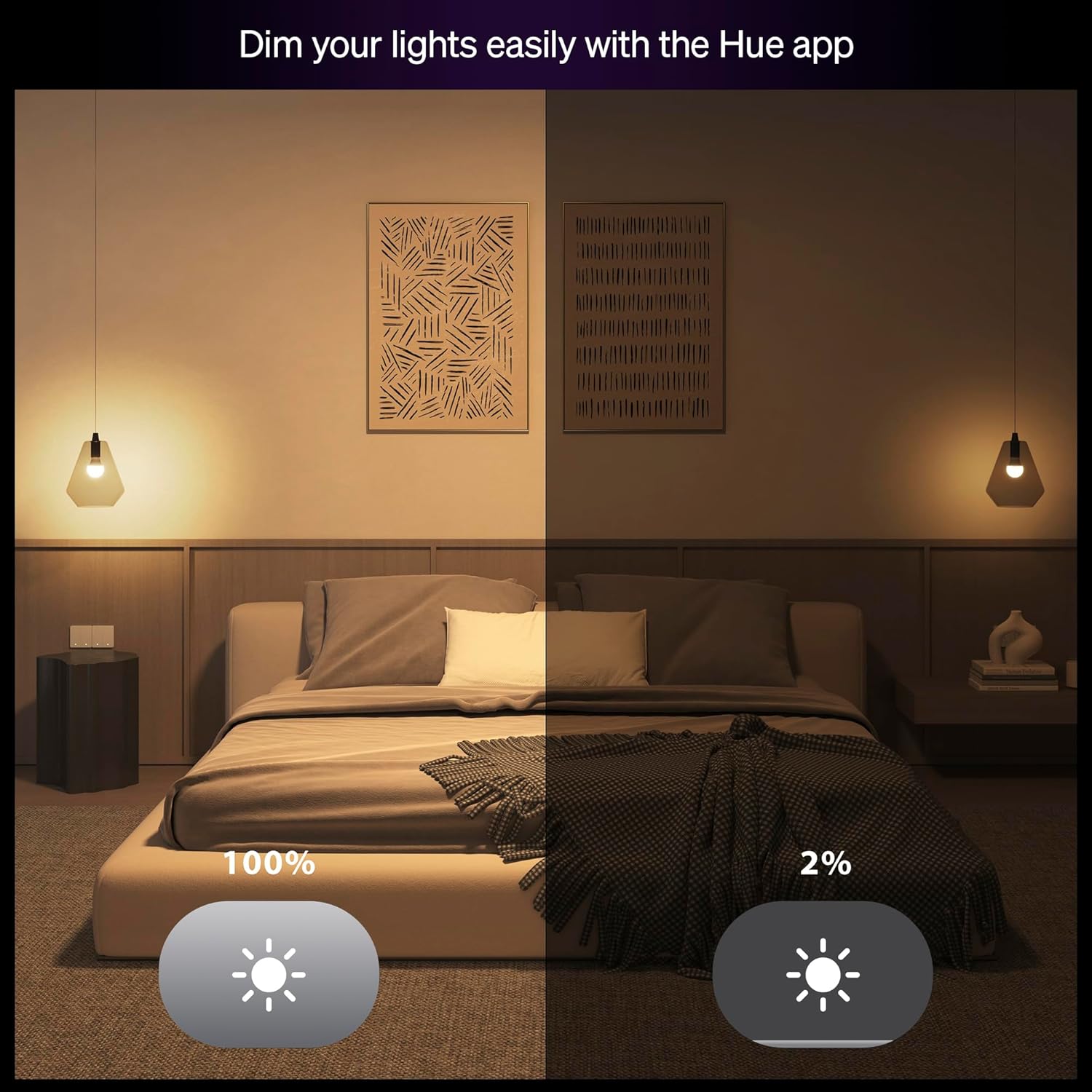 Philips Hue Essential Smart LED A19 Bulb, White and Color Ambiance, E26 Base, 8.8W, 2200K-6500K, 800 Lumens, Dimmable, Works with Alexa, Google, and Apple Home, 4-Pack - Image 4
