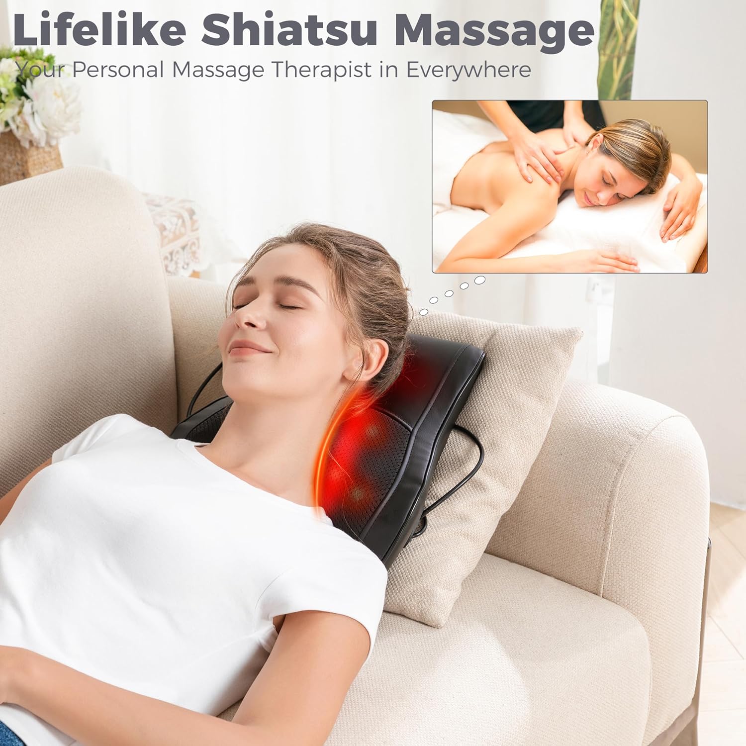 Brelley Neck and Back Massager for Pain Relief Deep Tissue with Heat, Shiatsu Shoulder Massager with Bi-Directional Rotating Head for Neck, Back, Shoulders, and Legs - Image 4