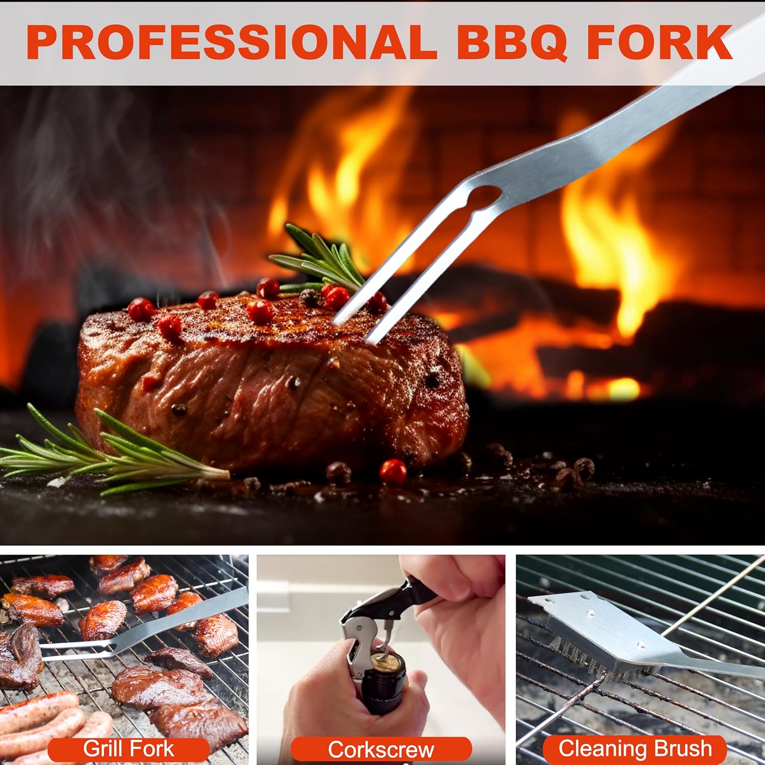Grilljoy BBQ Accessories Grill Tools Set - 22PCS Stainless Steel Barbecue Grill Accessories for Outdoor Grill with Black Aluminum Case - Christmas Grilling Gifts for Men & Dad -Grill Tools Kit - Image 5