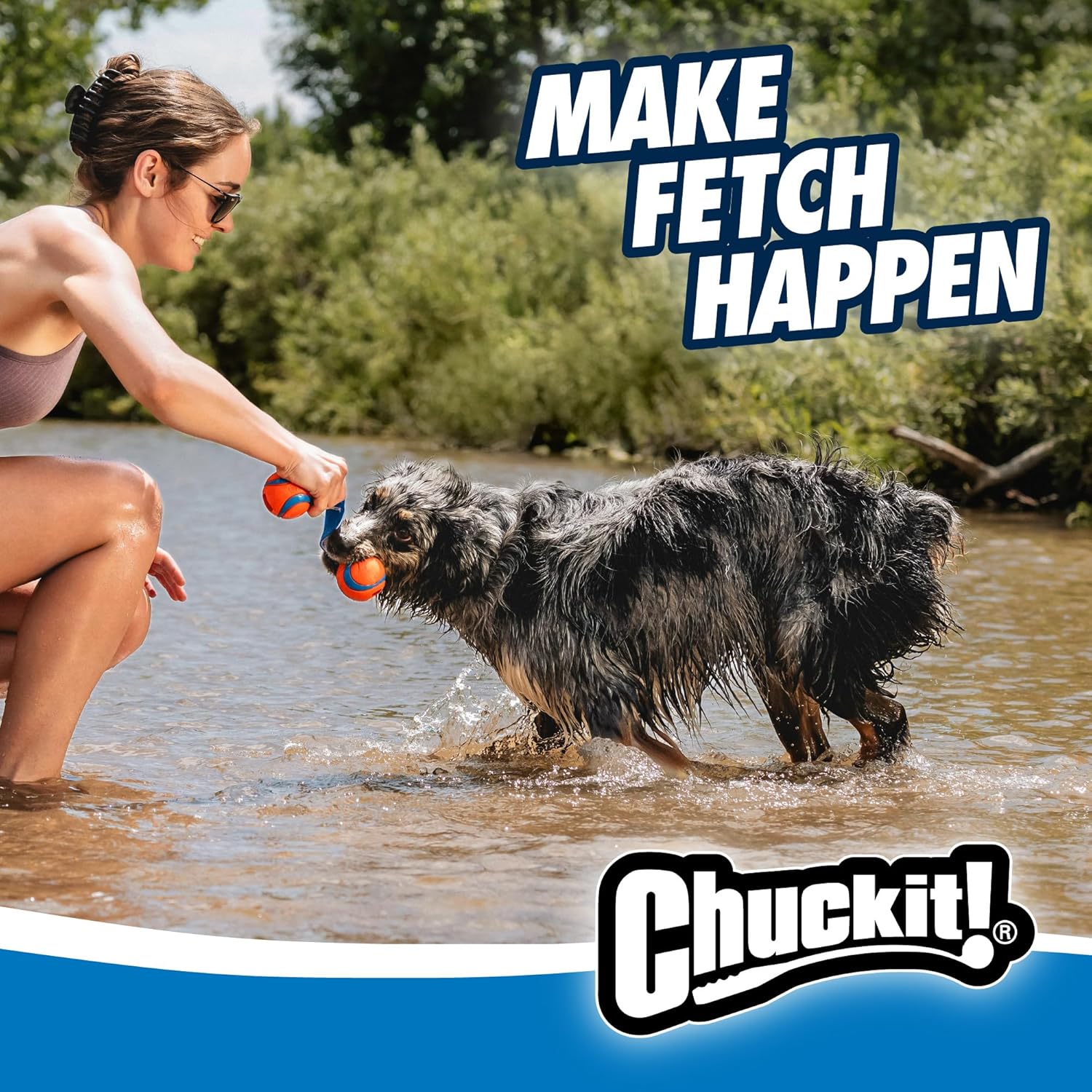 Chuckit! Ultra Duo Tug Dog Toy - Two Ultra Balls on a Durable Nylon Cord Handle - Fetch and Tug-of-War Toy for Dogs - Size Medium - For Breeds 20-60 lbs - 2.5-inch Diameter - Orange and Blue - Image 5