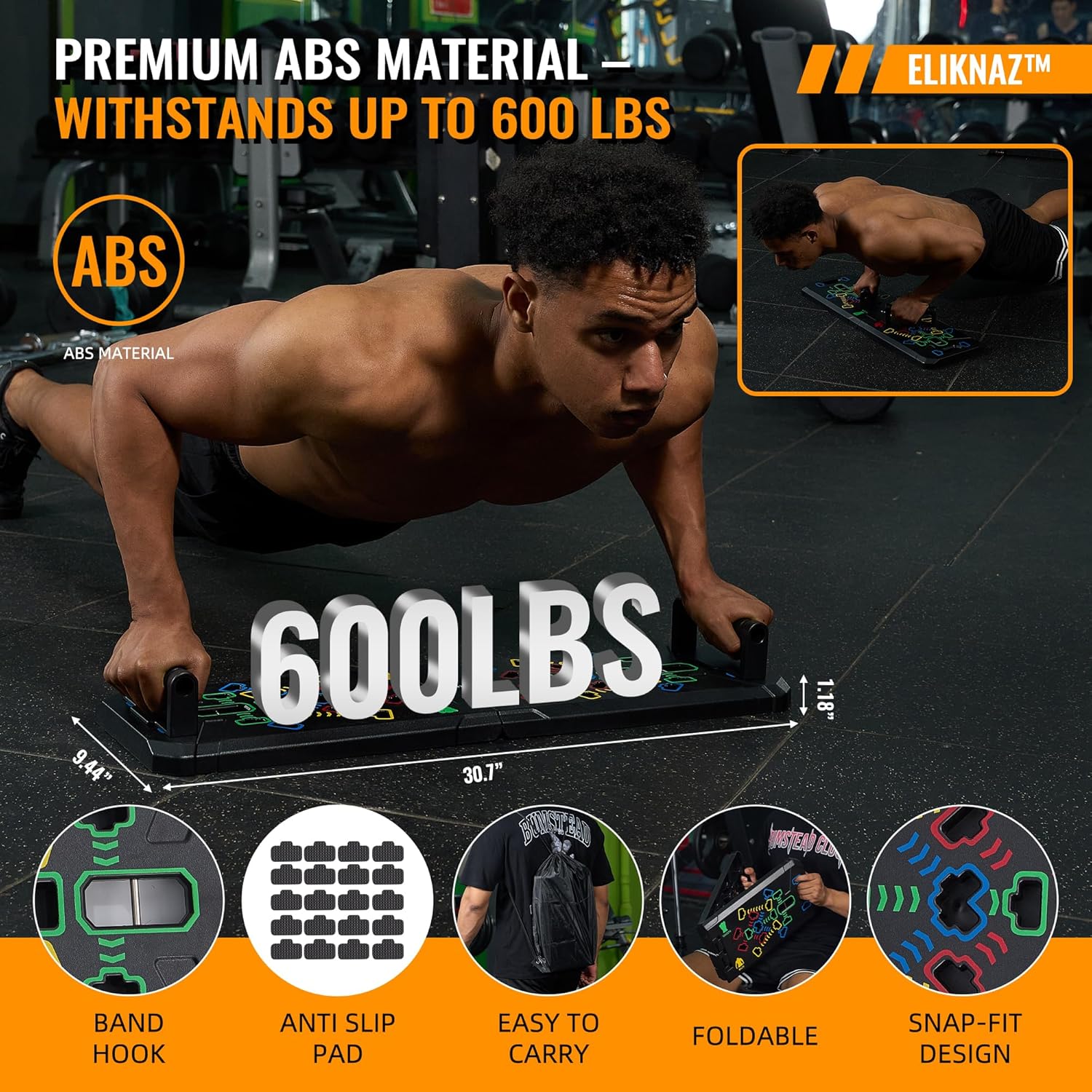 Portable Push Up Board Gym Kit 25-in-1, Foldable Push Up Station & Exercise Board Workout Set with 18 Accessories, Resistance Bands & Handles, Ankle Straps for Men, Women & Teens - Image 4