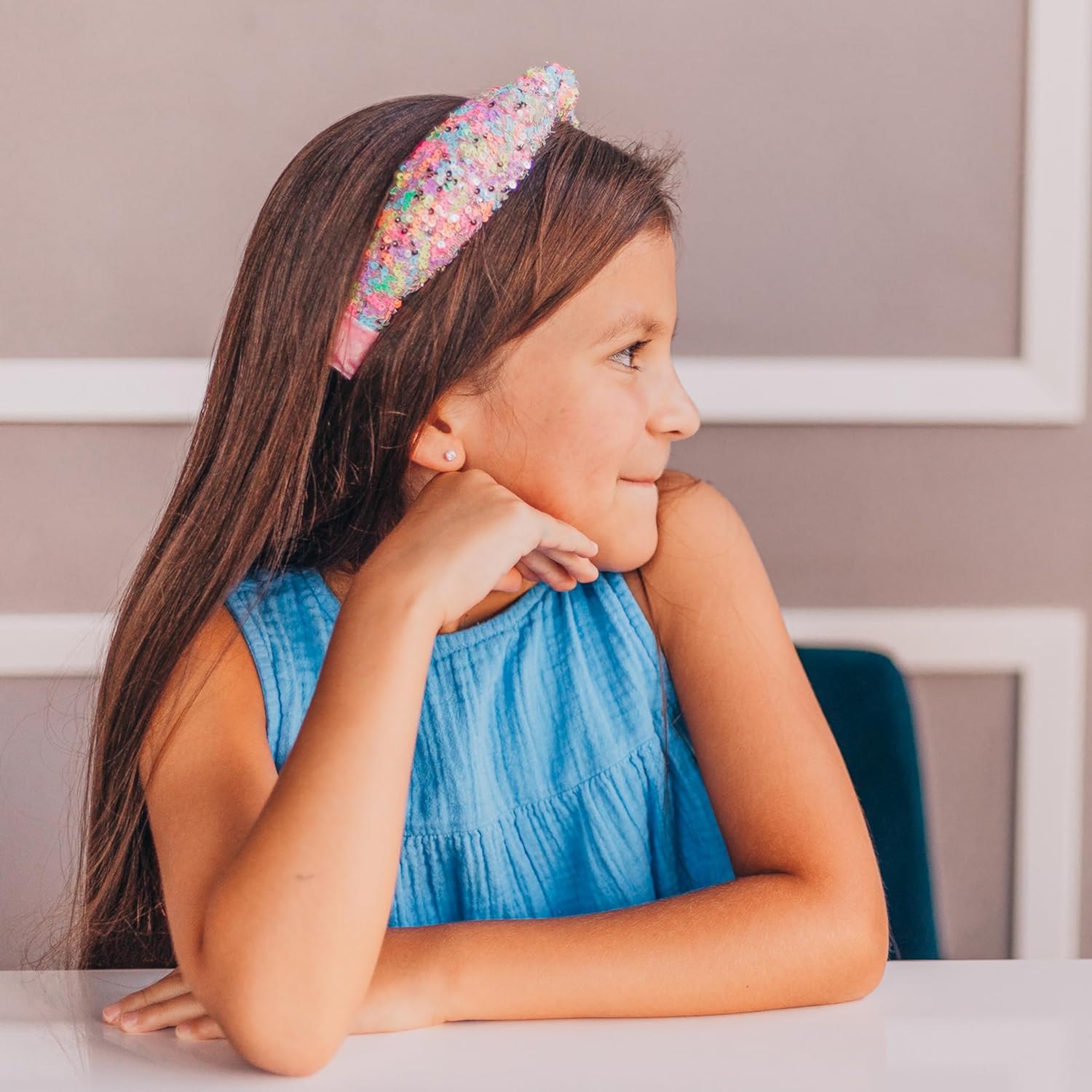FROG SAC Knotted Headbands for Girls - Rainbow Sequin Knot Head Bands for Kids, Sparkly Toddler Headband, Sparkle Beaded Hair Band Accessories, Easter Basket Fillers Stocking Stuffers - Image 9