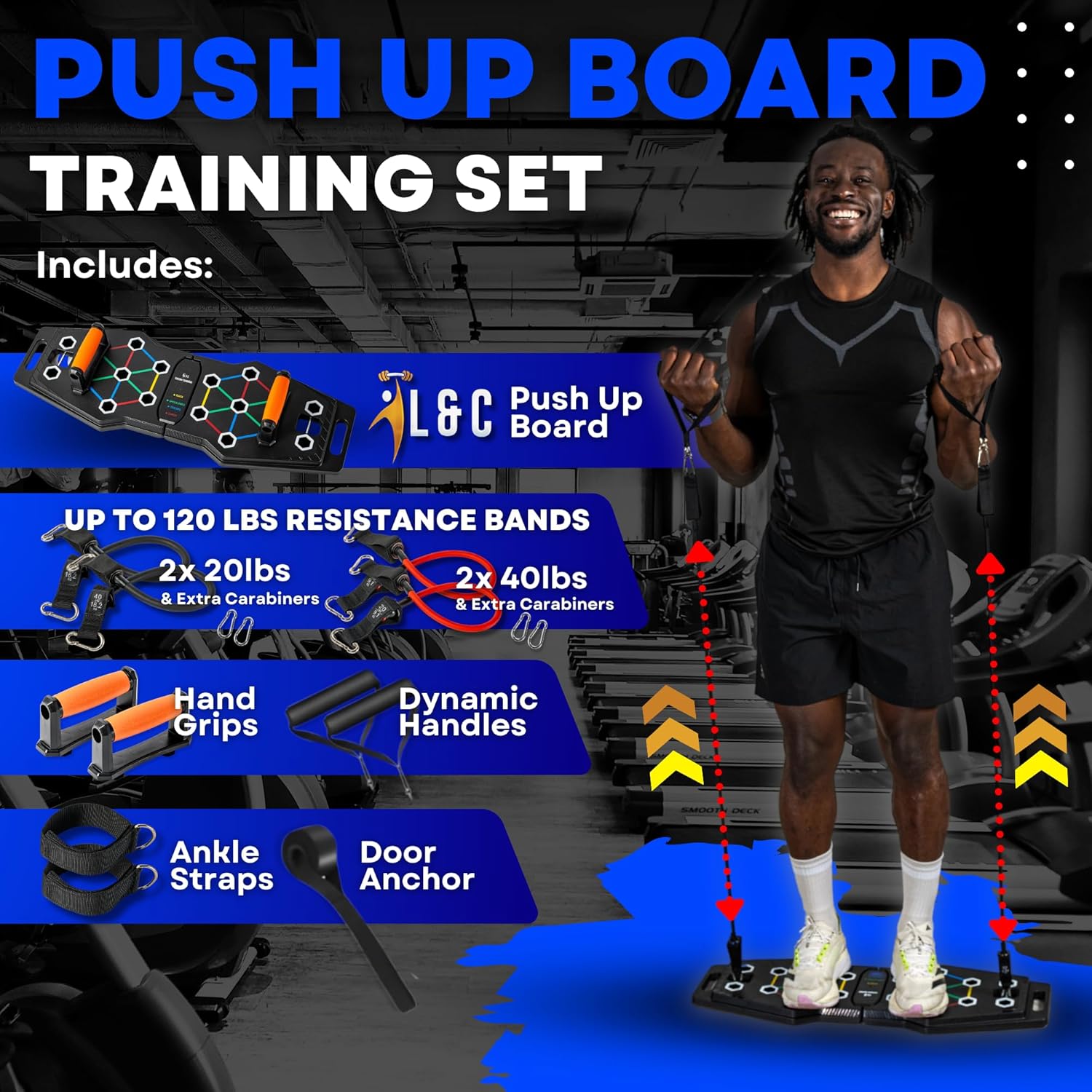 Push Up Board for Full Body Workout at Home - Portable, Joint Friendly, Fun & Motivating Home Workout Equipment with QR Code Guided Workouts - Ideal for Men, Women, Teens - L&C Exercise Essentials - Image 6
