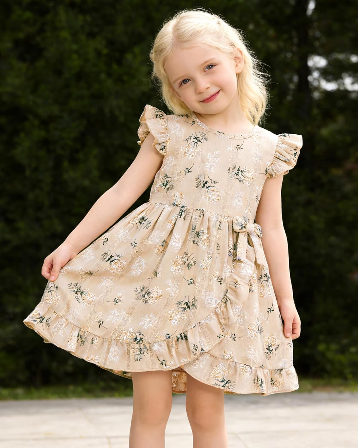YALLET Toddler Baby Girl Dress Flutter Sleeves Kids Casual Dresses Ruffled Hem Cute Print Girl Summer Outfit for Beach Party - Image 3
