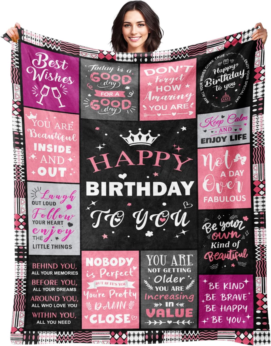 Birthday Gifts for Women - Happy Birthday Decorations Blanket - Gifts for Women Birthday Unique - Womens Birthday Gift Ideas for Her Wife Daughter Mom Sister Friendship - Soft Throw Blanket 50"x60"