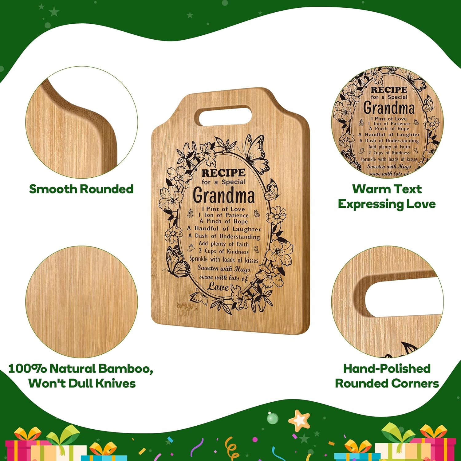 Grandma Mothers Day Birthday Gifts from Granddaughter Grandson Grandkids, Cool Practical Cutting Board for Nana Mimi Grammy Granny Abuela Nanny Gigi New Grandmother Unique, Best Stocking Stuffers Idea - Image 3