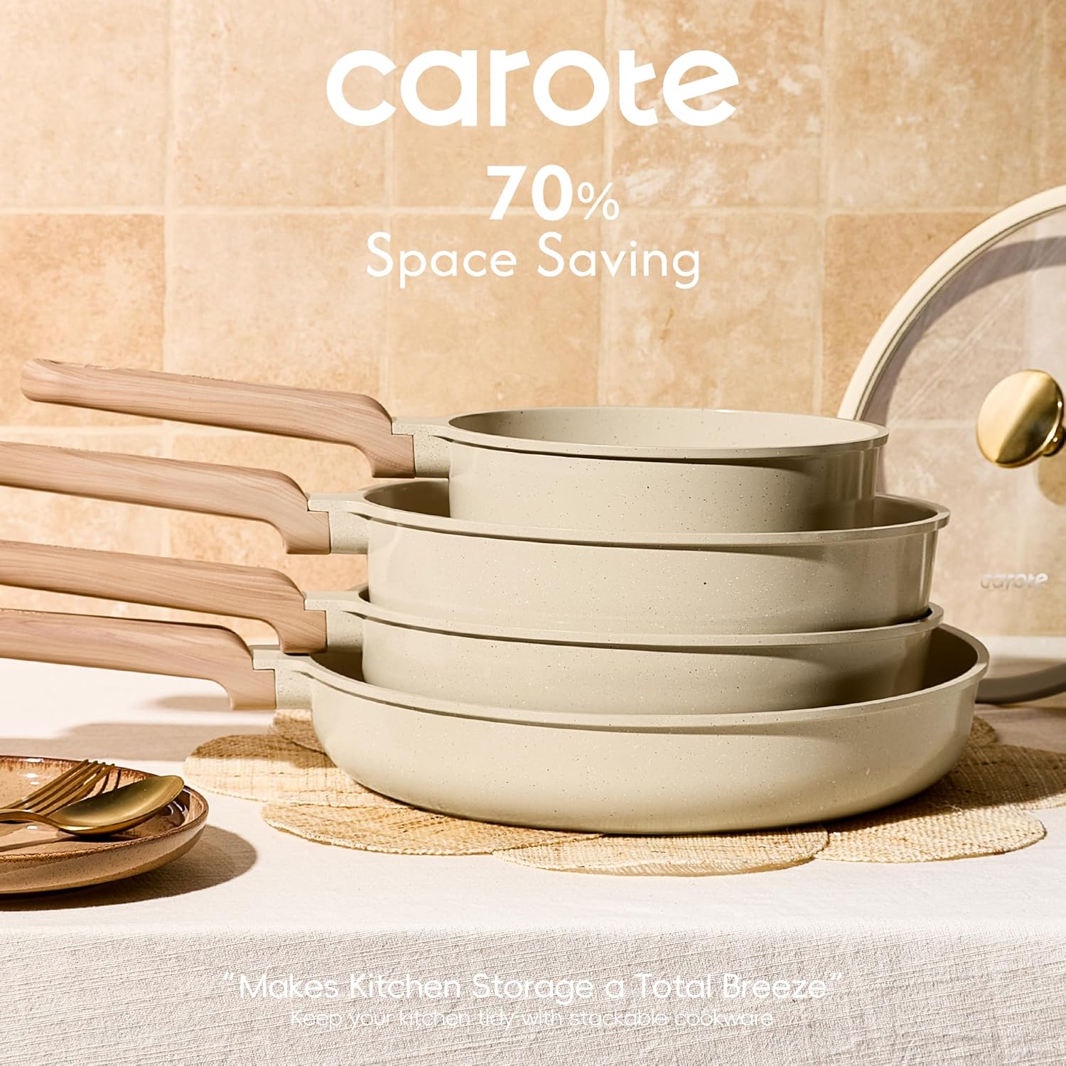 CAROTE 22Pcs Pots and Pans Set Non stick, Ceramic Cookware Set, Non-toxic Kitchen Cooking Set, PFAS and PFOA Free - Image 8