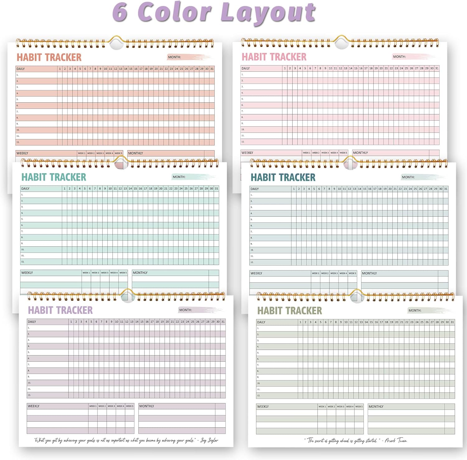 Habit Tracker Calendar, Daily Weekly Goal and Habit Tracker Journal, 12 Months Undated Habits Tracker Planner with Spiral Binding, Boost Productivity Tool and Workout Calendar, 11.7"x8.5" - Image 4