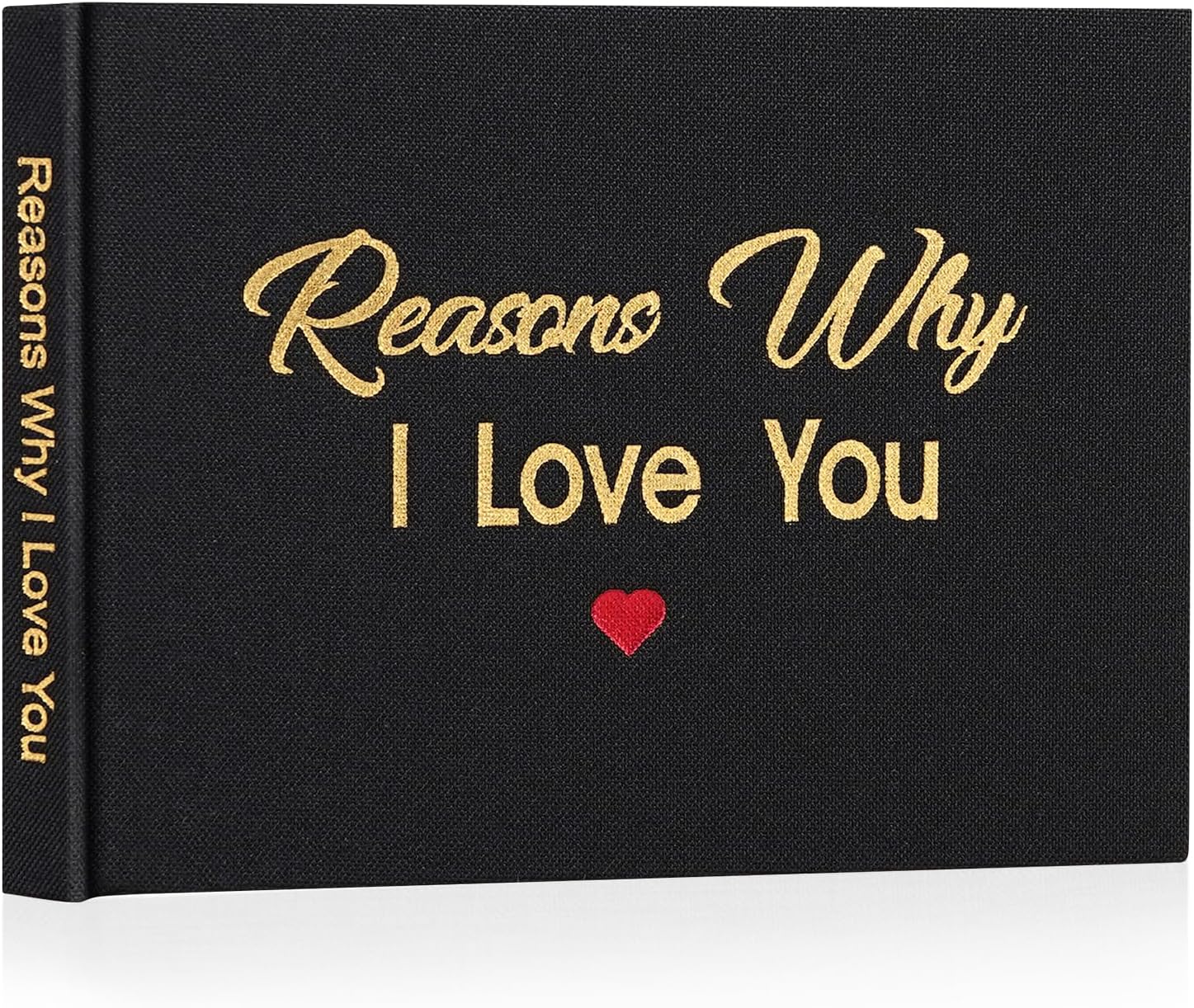 Artmag What I Love about You Fabric Book, Fill-in-the-Blank Love Journal Book for Couples Husband Wife Him Her Birthday Christmas Gifts Stocking Stuffer (Black)