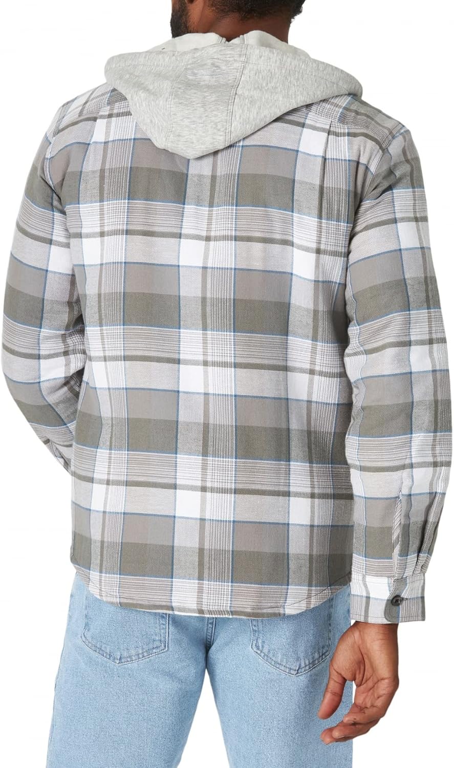 Wrangler Authentics Men's Long Sleeve Quilted Lined Flannel Shirt Jacket with Hood - Image 6