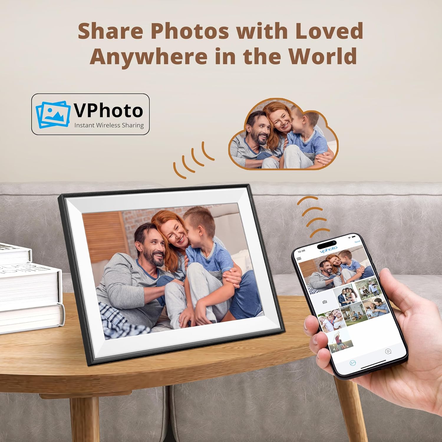Dragon Touch 10.1'' WIFI Digital Picture Frame - 1280*800 HD IPS Touch Screen Digital Photo Frame Display, Auto-Rotate, Share Photos/Videos Instantly via Free App Best Gifts for Birthday, Wedding, Mom - Image 2