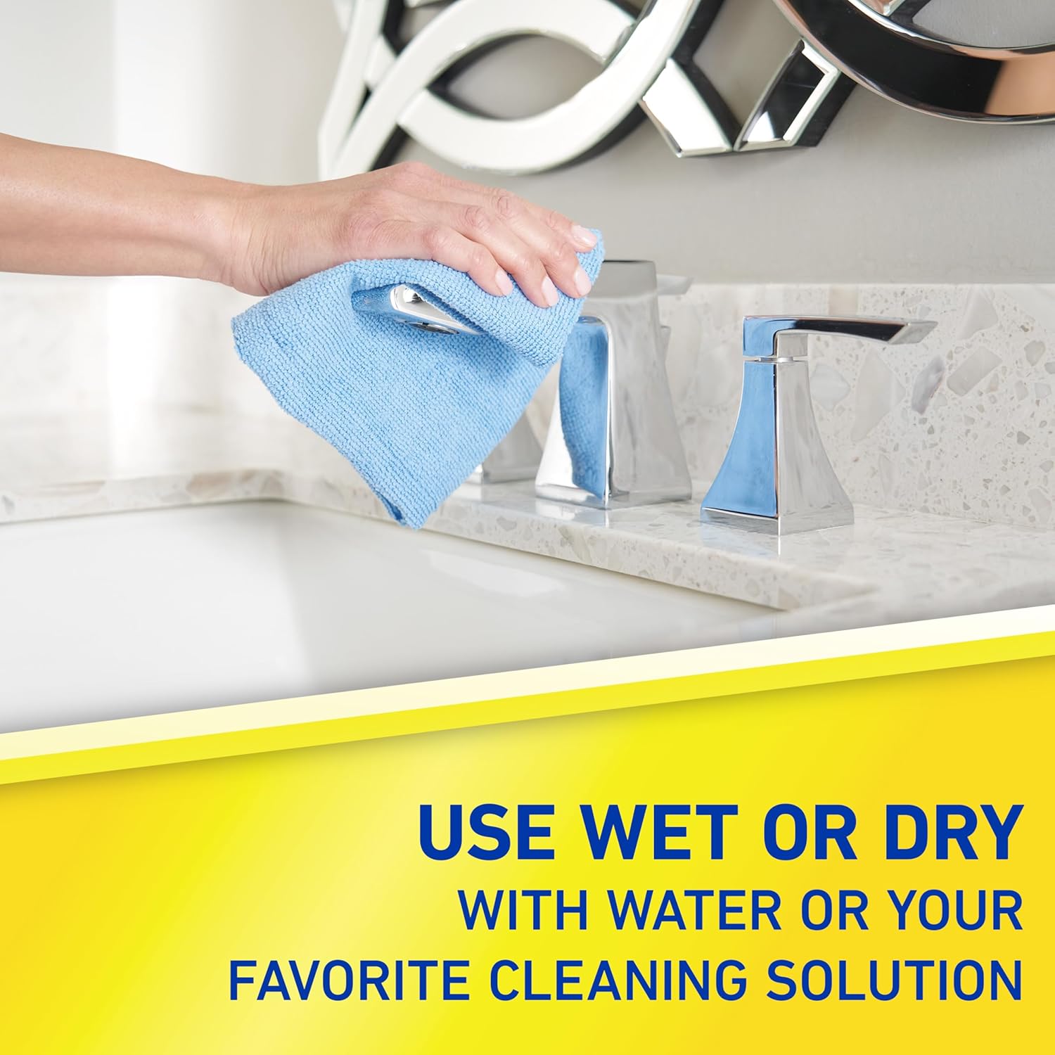 Quickie Microfiber Cleaning Cloth 14 x 14 Inches Blue Pack of 24 Washable and Reusable Ideal for Multi-Surface Indoor/Outdoor Dusting and Polishing - Image 5