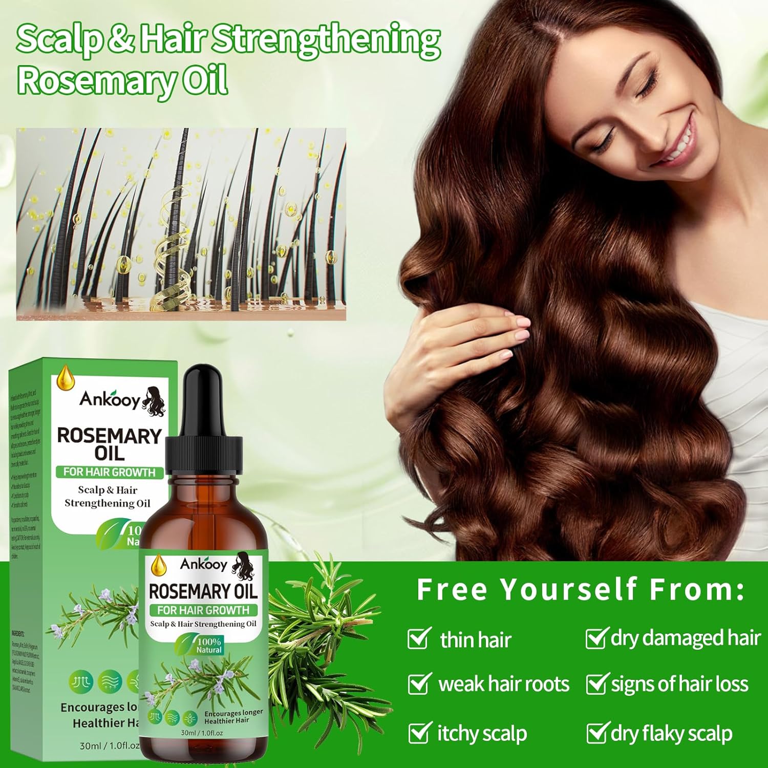 3 Pack Rosemary Oil for Hair Growth,Rosemary Hair Growth Oil,Strengthening Oil for Dry Damaged Hair,Hair Loss Treatment & Thickens Hair,Scalp Care Promotes Hair Thickness for Men Women - Image 5
