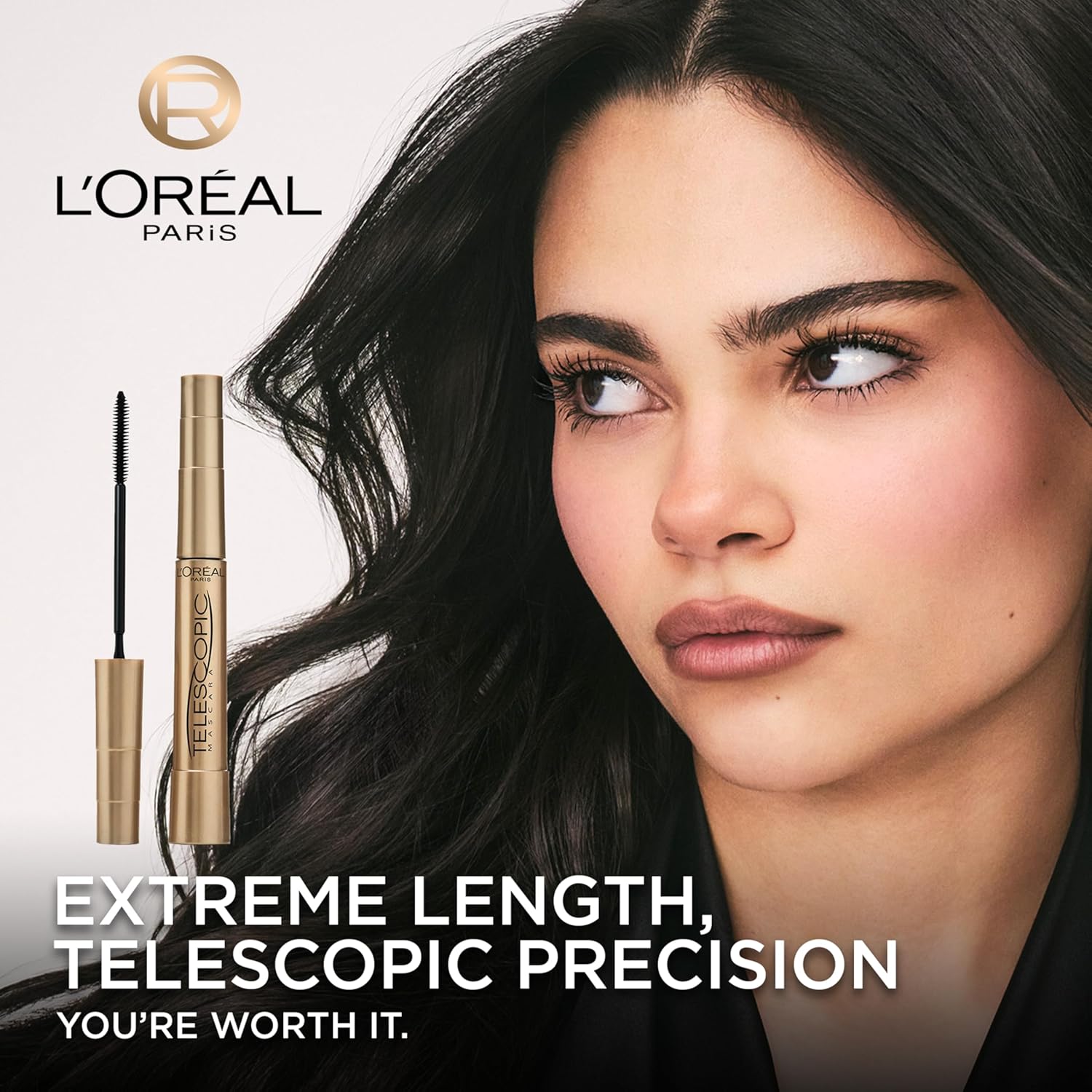 L’Oreal Paris Makeup Original Telescopic Mascara, Separating Mascara Volume and Length Formula, Waterproof, Black, 0.27 Fl Oz., 1 Count - Image 2