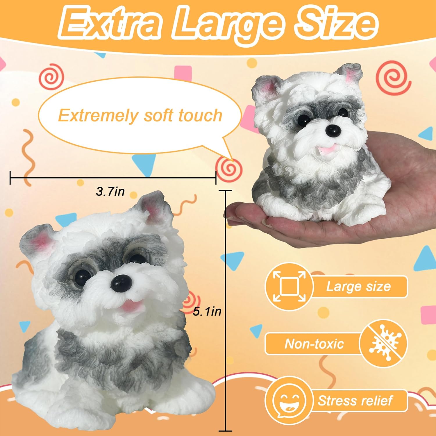 Handmade Taba Squishy Dog Toy, Cute Squishy Dog Fidget Toys, Relieve Stress Sensory Autism Toys for Kids & Adults Relaxation and Fun Teenage Girls Teen Boy Tween Christmas Stocking Stuffers Idea - Image 3