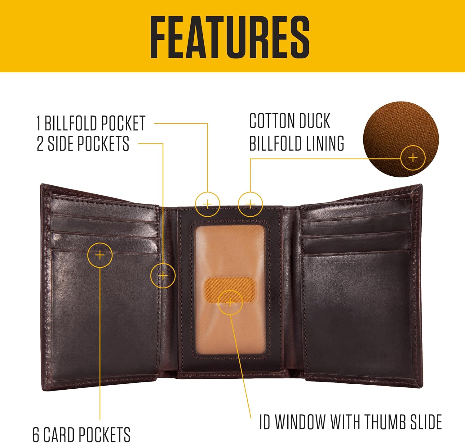 Carhartt Men's Durable Oil Tan Leather Wallets, Available in Multiple Styles - Image 2