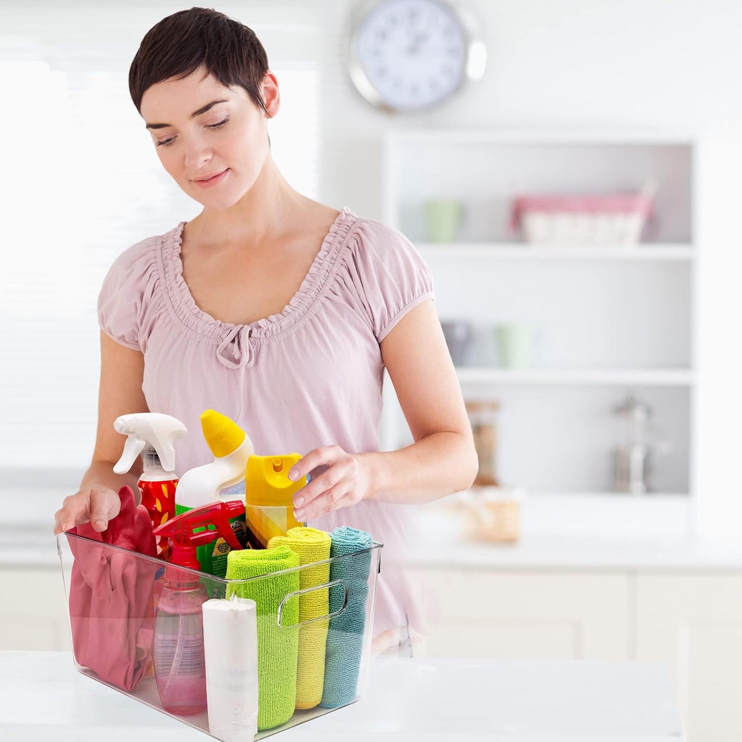 Clear Plastic Storage Bins, Pantry Organizers and Storage or Kitchen Organization and Storage Containers Bins for Organizing, Fridge, Freezer, Bathroom, Pantries, Refrigerator, Cabinet Organizer Bin - Image 3