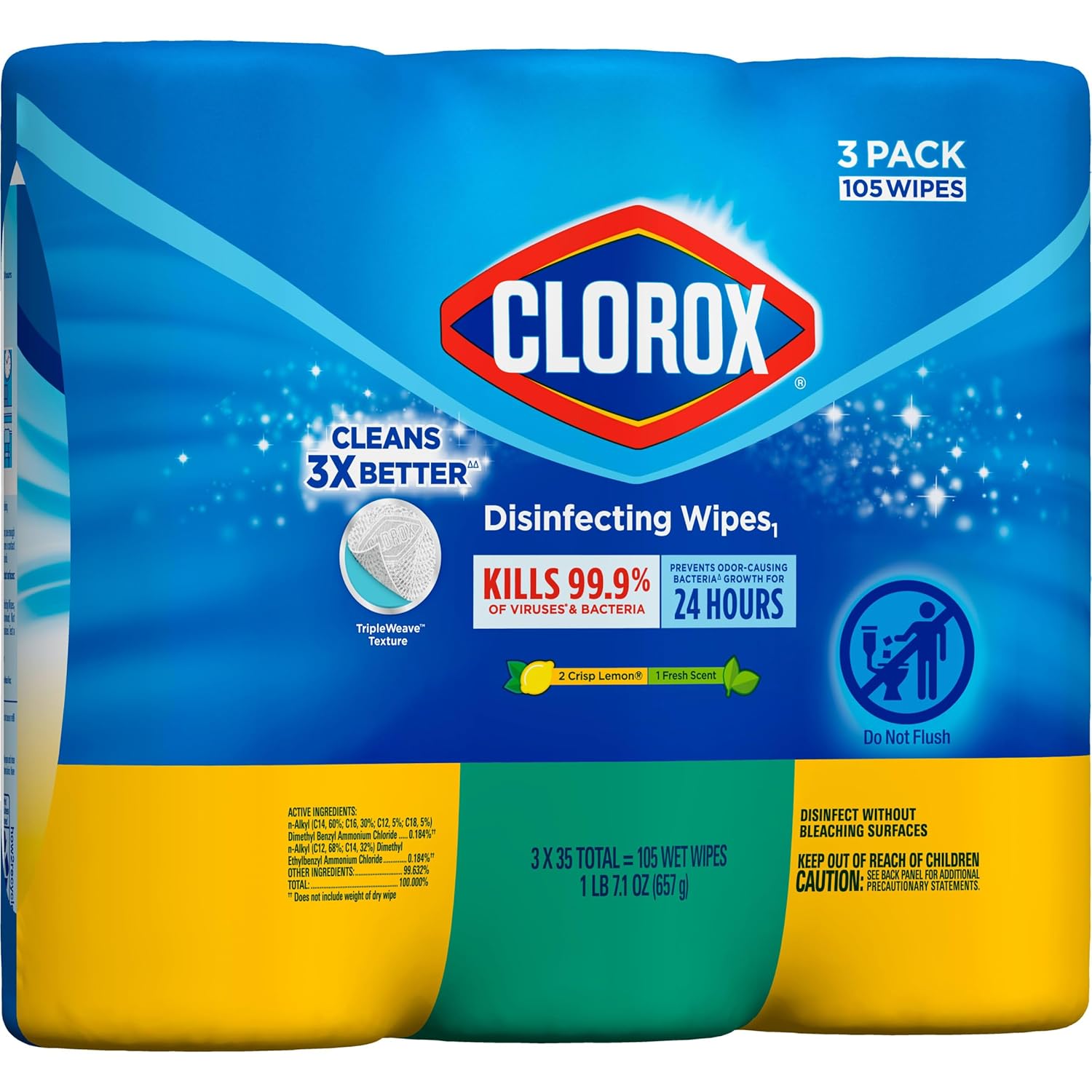 Clorox 30112 Disinfecting Wipe, Fresh/Lemon Fresh Scent (525 Count) - Image 9