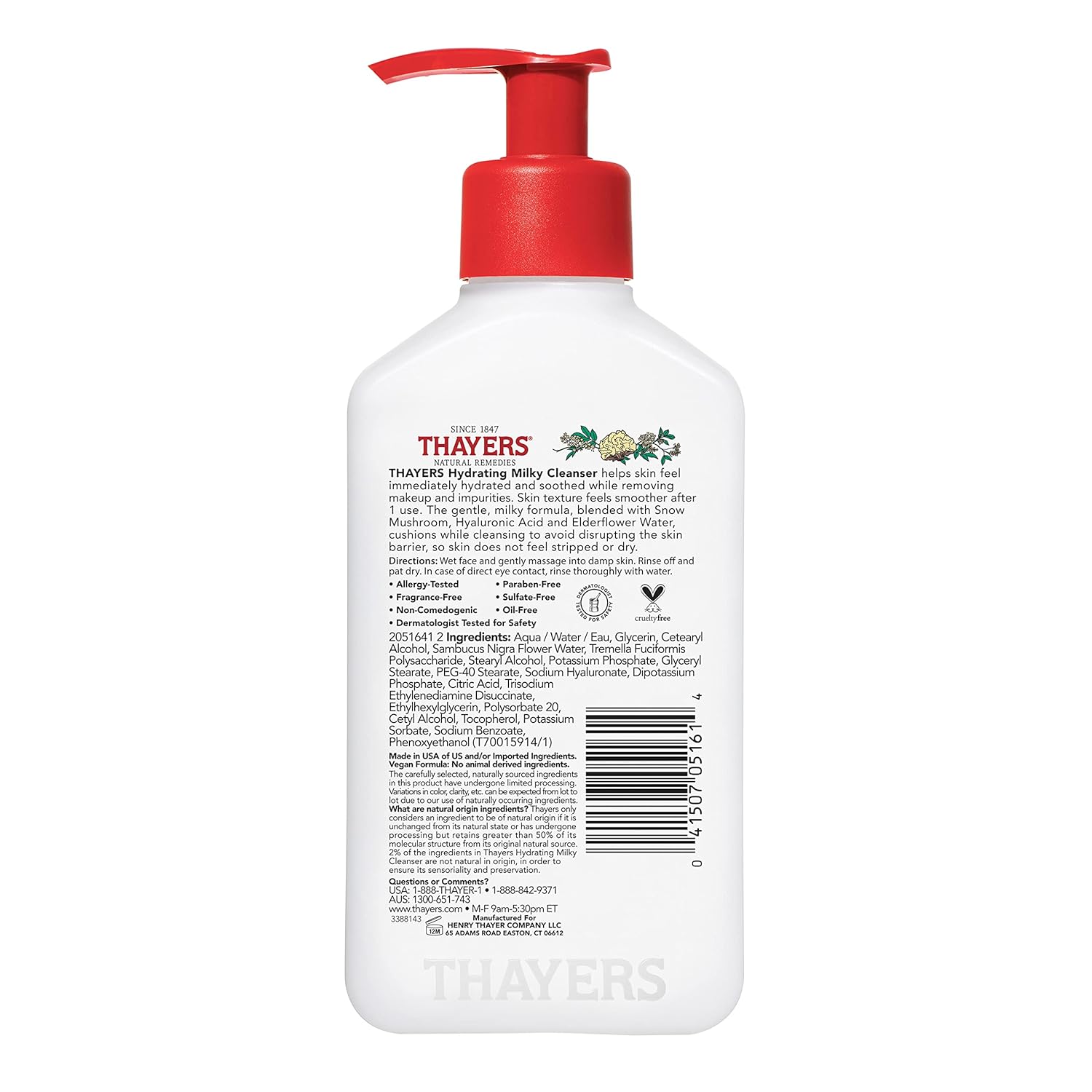 Thayers Milky Hydrating Face Cleanser with Snow Mushroom and Hyaluronic Acid, Dermatologist Recommended Gentle Facial Wash and Hydrating Skincare for Dry and Sensitive Skin, Paraben Free, 8 Fl Oz - Image 7
