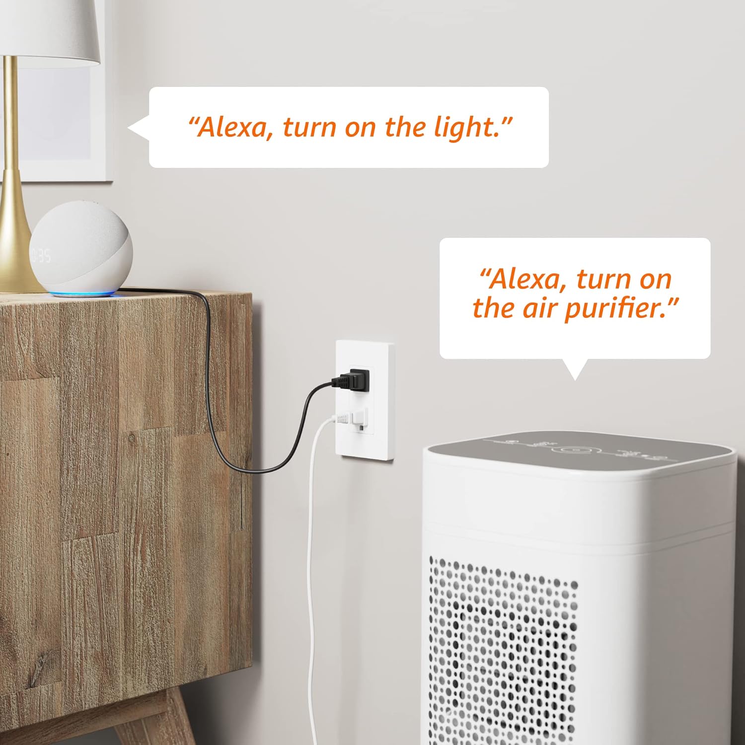 Amazon Basics Smart In-Wall Outlet, Works with Alexa Only, Individually Controlled Outlets, Voice Control, WiFi, 15 Amps, 2.4 GHz, No Hub Required, White - Image 2