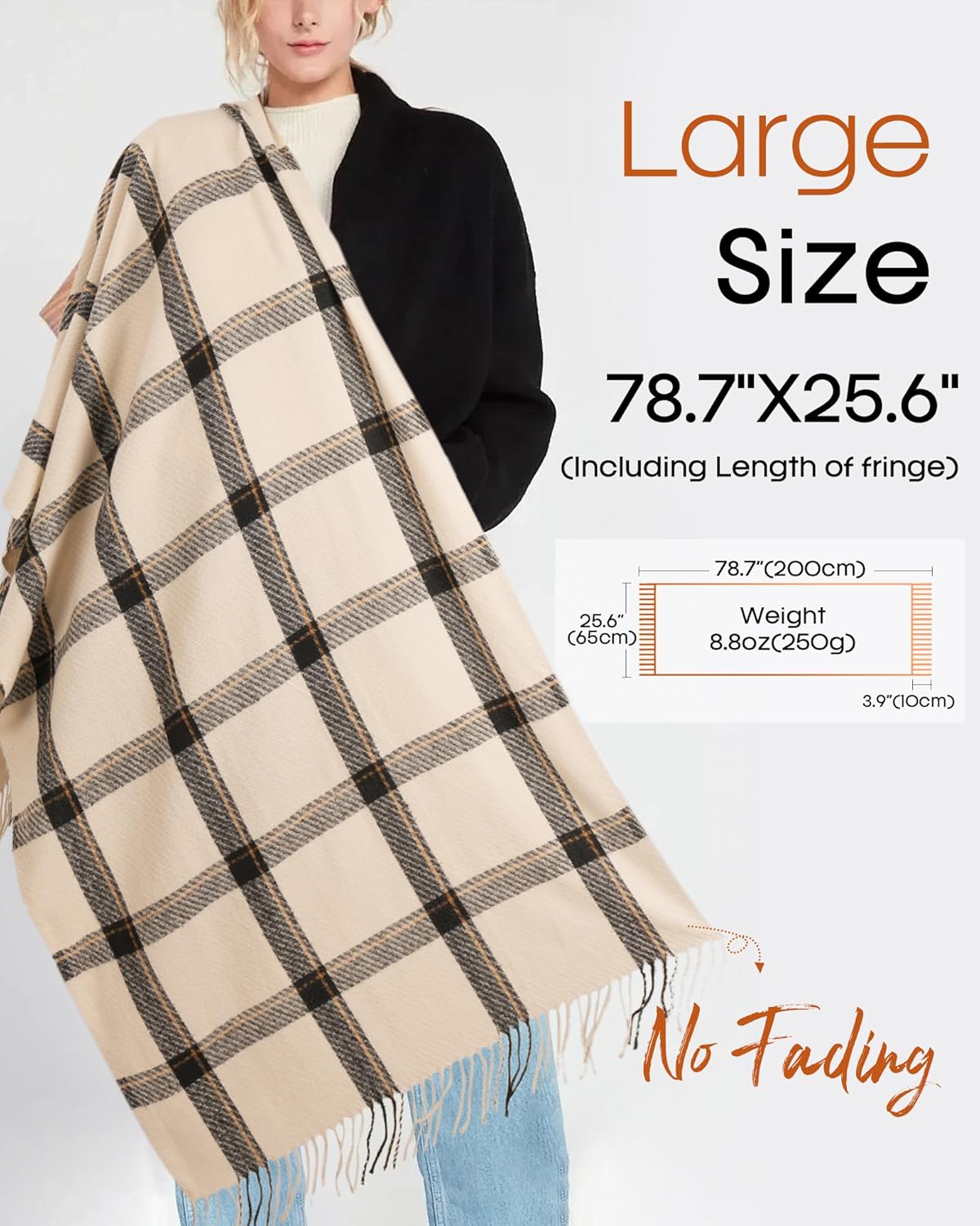 FURTALK Winter Scarf for Women Shawl Soft Tassel Plaid Large Oversized Scarves Wraps - Image 3