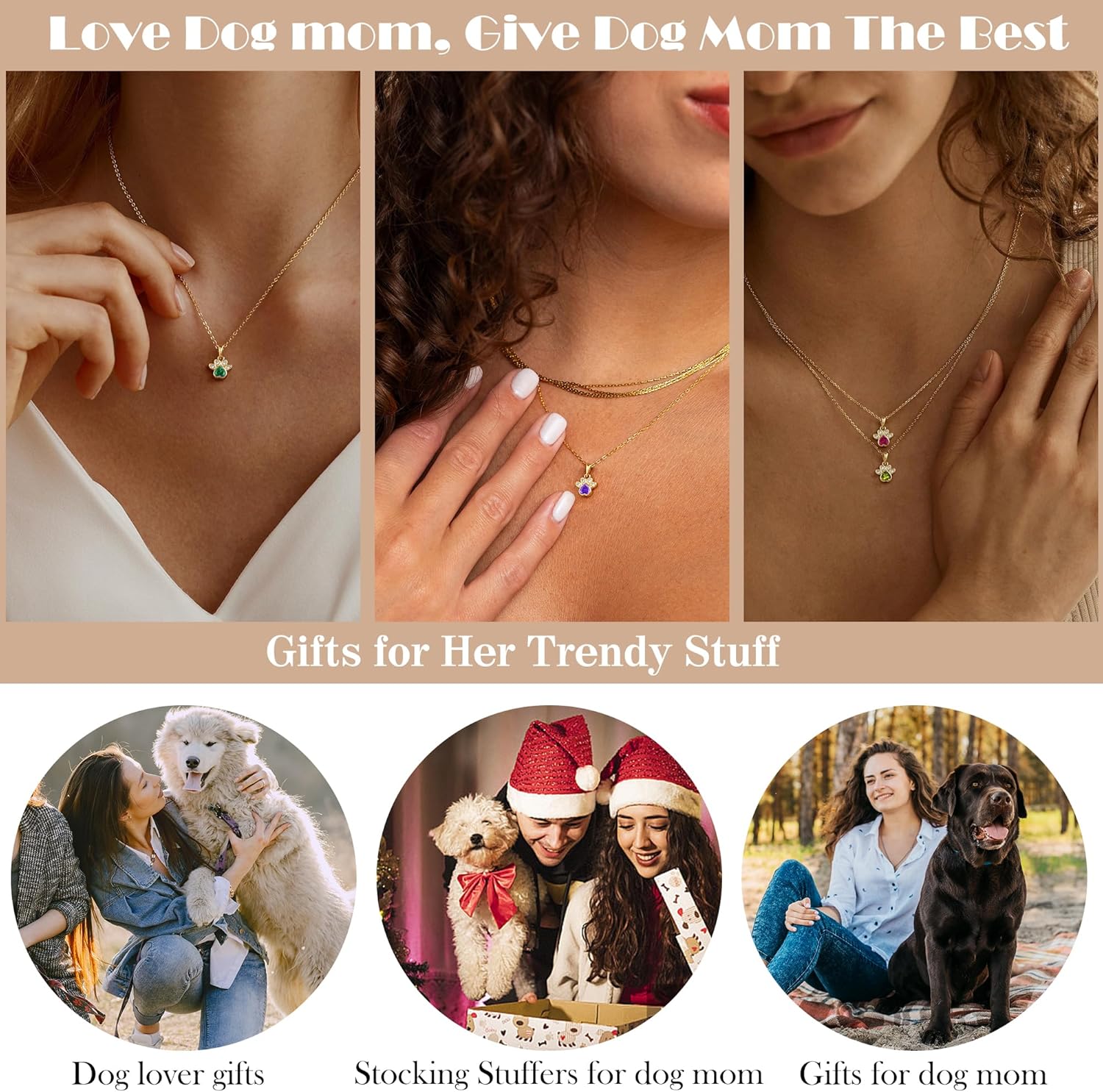 Dog Mom Gifts for Women, Gifts for Dog Lovers Birthstone Necklace for Women Christmas Stocking Stuffers for Teens Memorial Gift of Loss of Dogs Pet 14k Dainty Gold Necklace Birthday Gift for Her Pet Remembrance Breavement Jewelry - Image 7