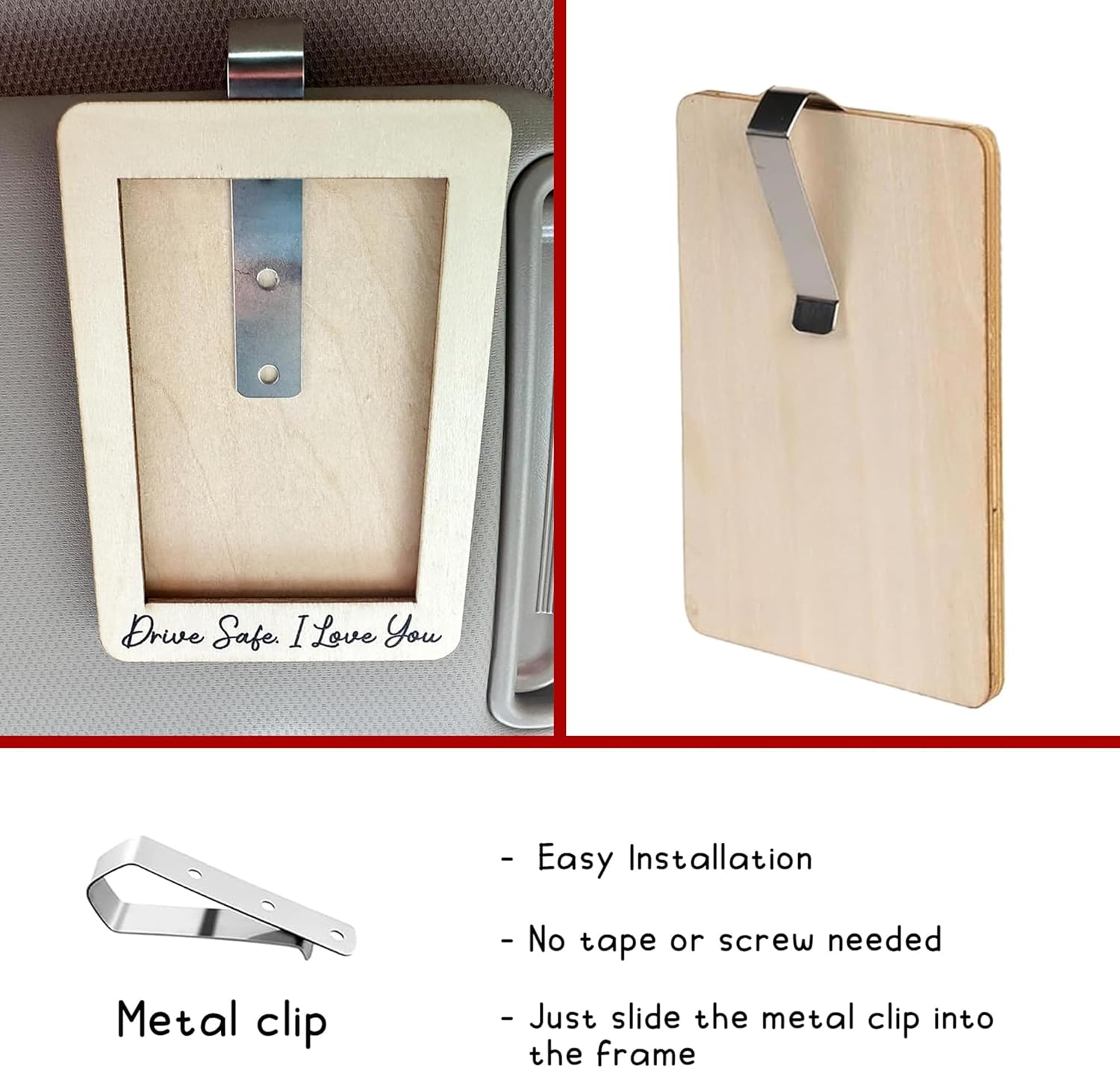 Drive Safe Papa Visor Clip Picture Frame For Car Fathers Day Daddy Token - Custom Car Visor Clip Photo Frame Fathers Day Papa Keepsake - Heartfelt Gift For Dad Wishing Dad Safe Travels With Love - Image 3