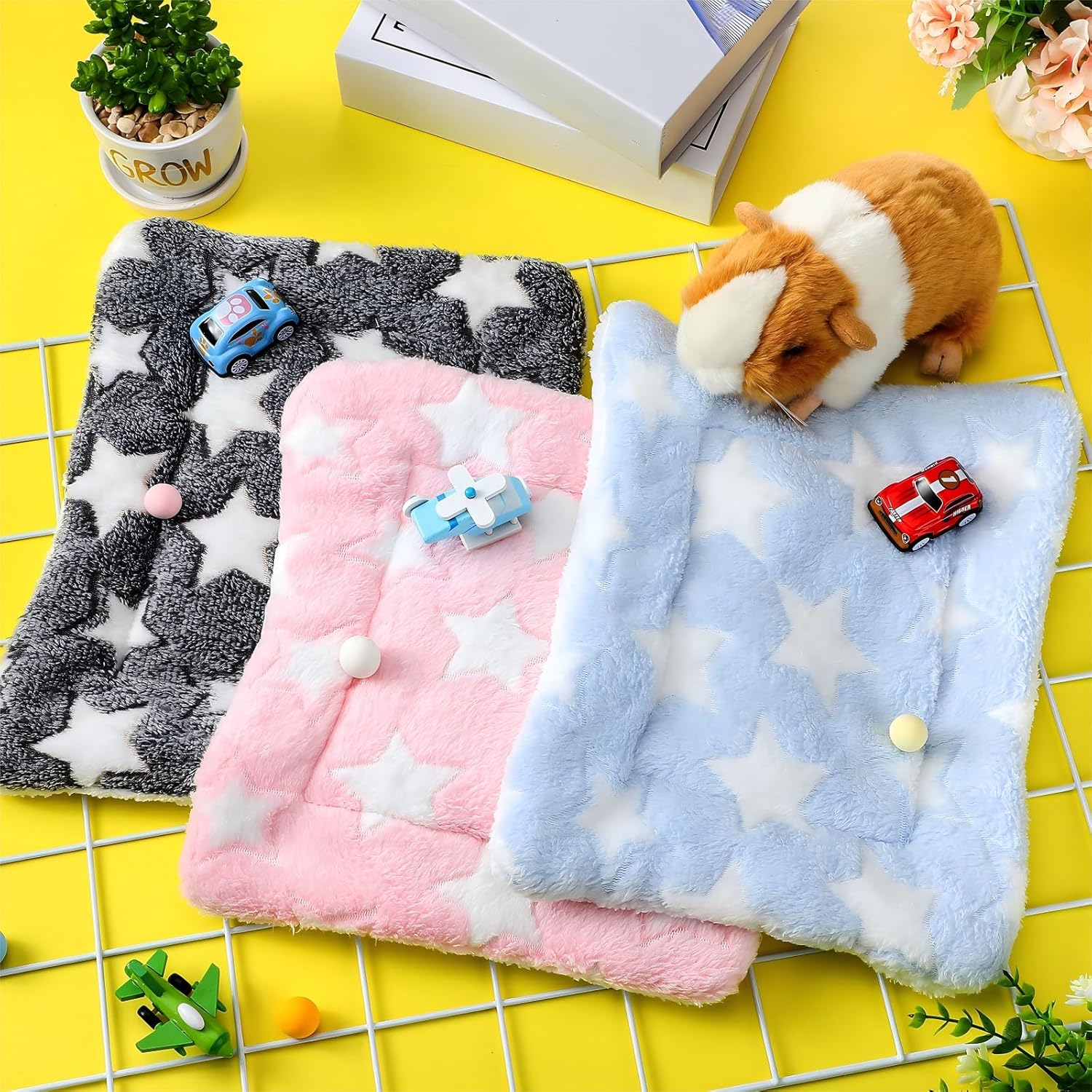 Jetec 3 Pcs Bunny Guinea Pig Beds Soft Bunny Mats Warm Guinea Pig Mat Small Animal Winter Bed Pads Fleece Sleeping Pads for Indoor Rabbit Hamster Squirrel Hedgehog Chinchilla Ferret(Star) - Image 5