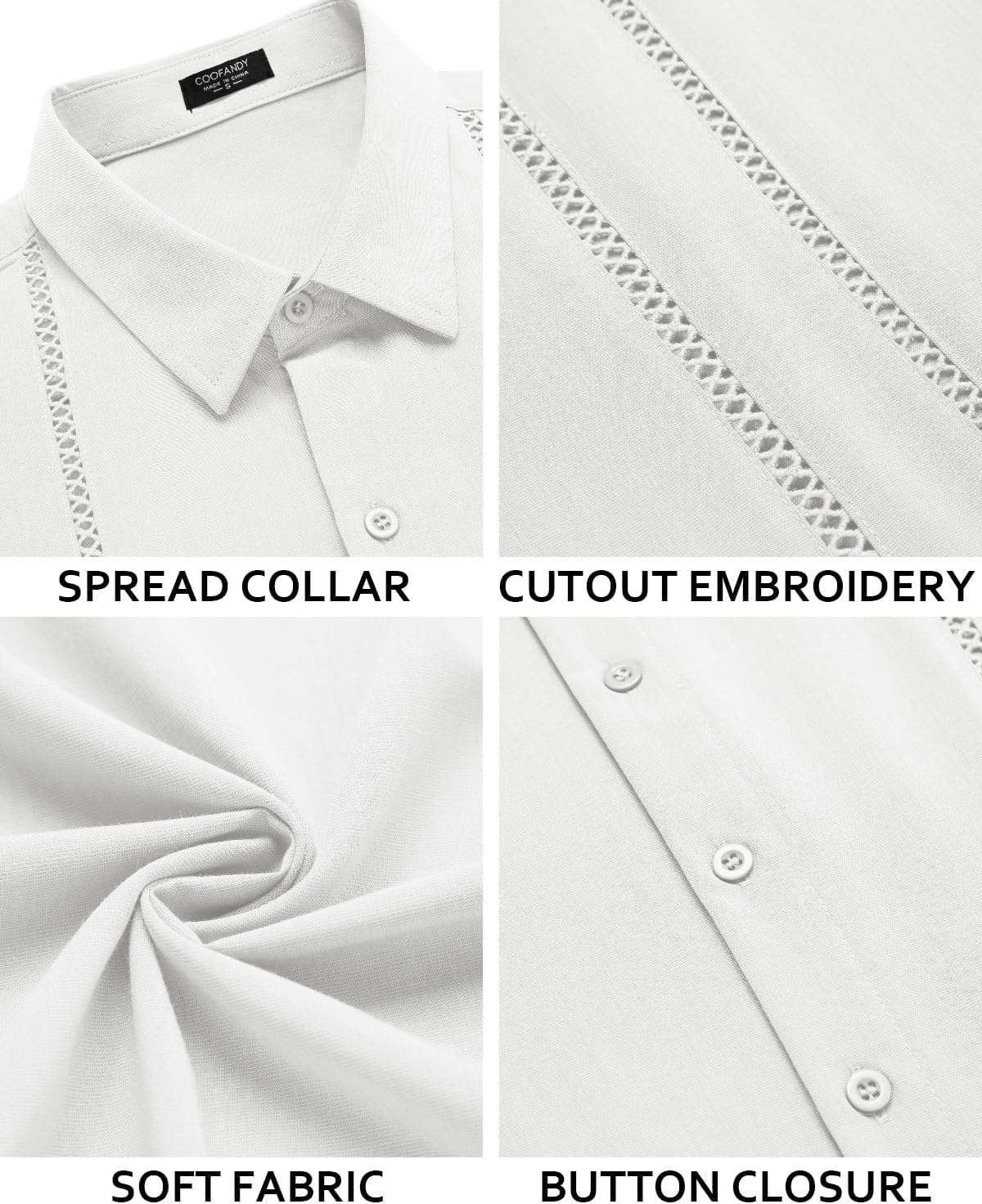 COOFANDY Men's Cuban Guayabera Shirt Short Sleeve Button Down Shirts Casual Summer Beach Linen Shirts - Image 5