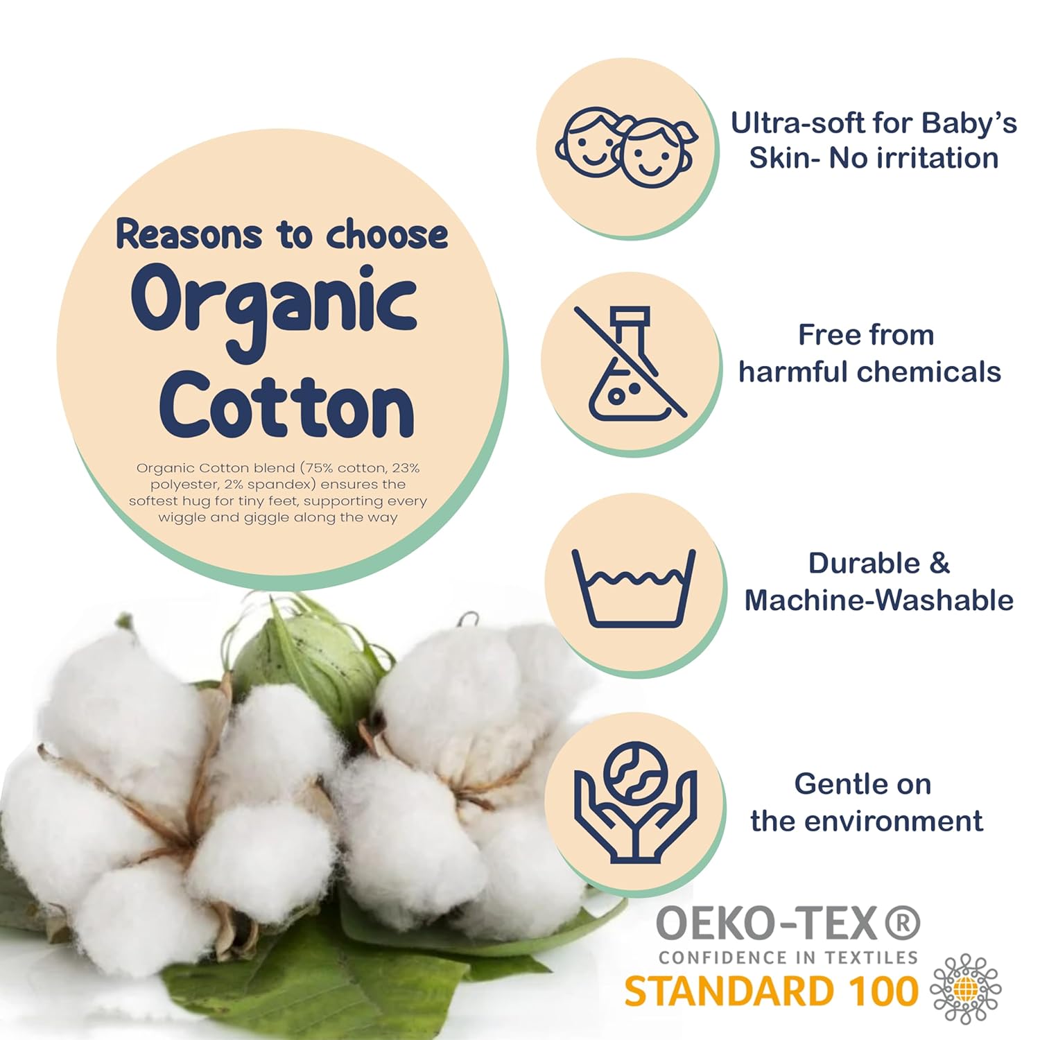 Mother's Choice Organic Cotton Baby Socks Infant 0-6 Months - 12 pairs Soft, Cozy, and Gentle Newborn Socks for Girls & Boys, Perfect Baby Registry for Everyday Wear, and Infant Comfort - Image 2