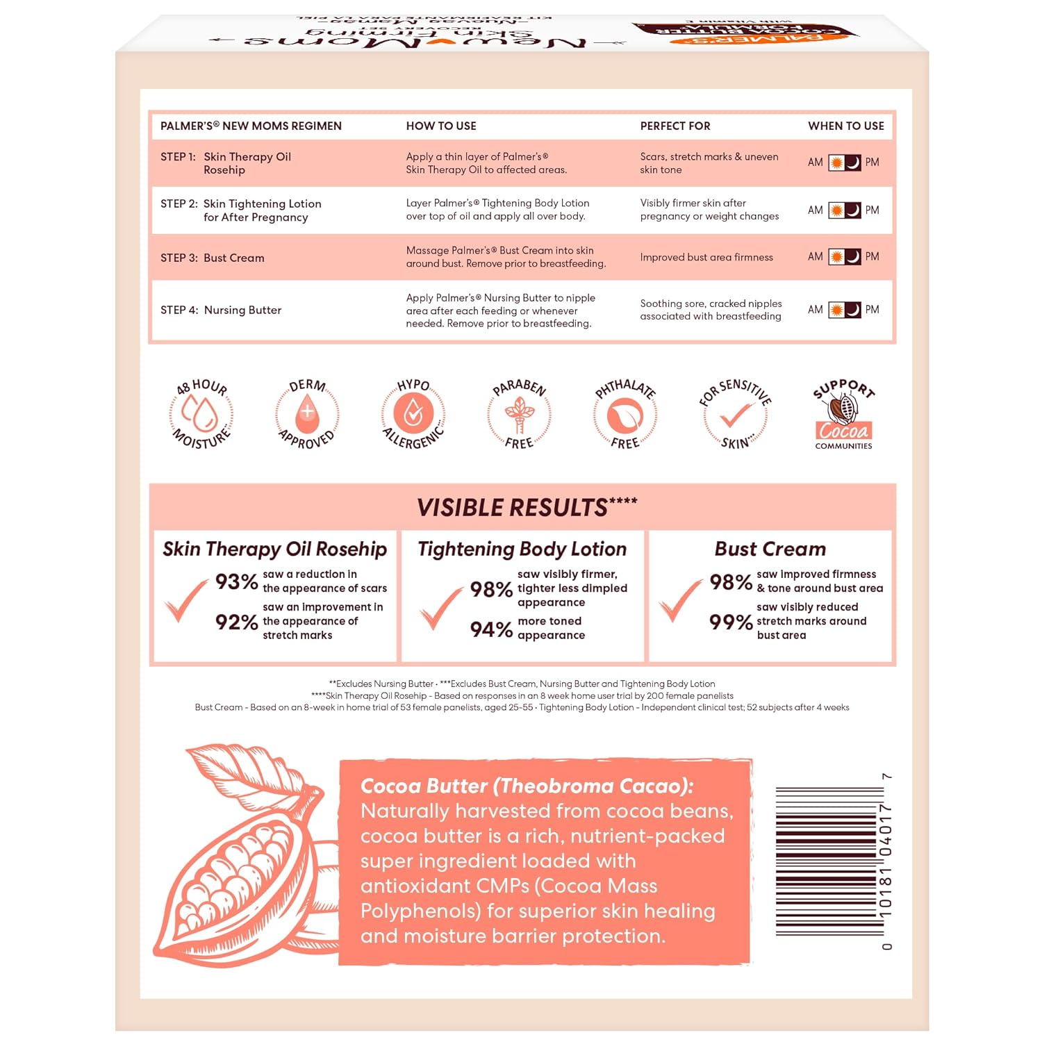 Palmer's Cocoa Butter Formula New Moms Skin Recovery Postpartum Essentials, Body Lotion (8.5 oz) + Nursing Butter (1.1 oz) + Bust Cream (4.4 oz) + Skin Therapy Oil (2 oz), Dermatologist Approved - Image 10