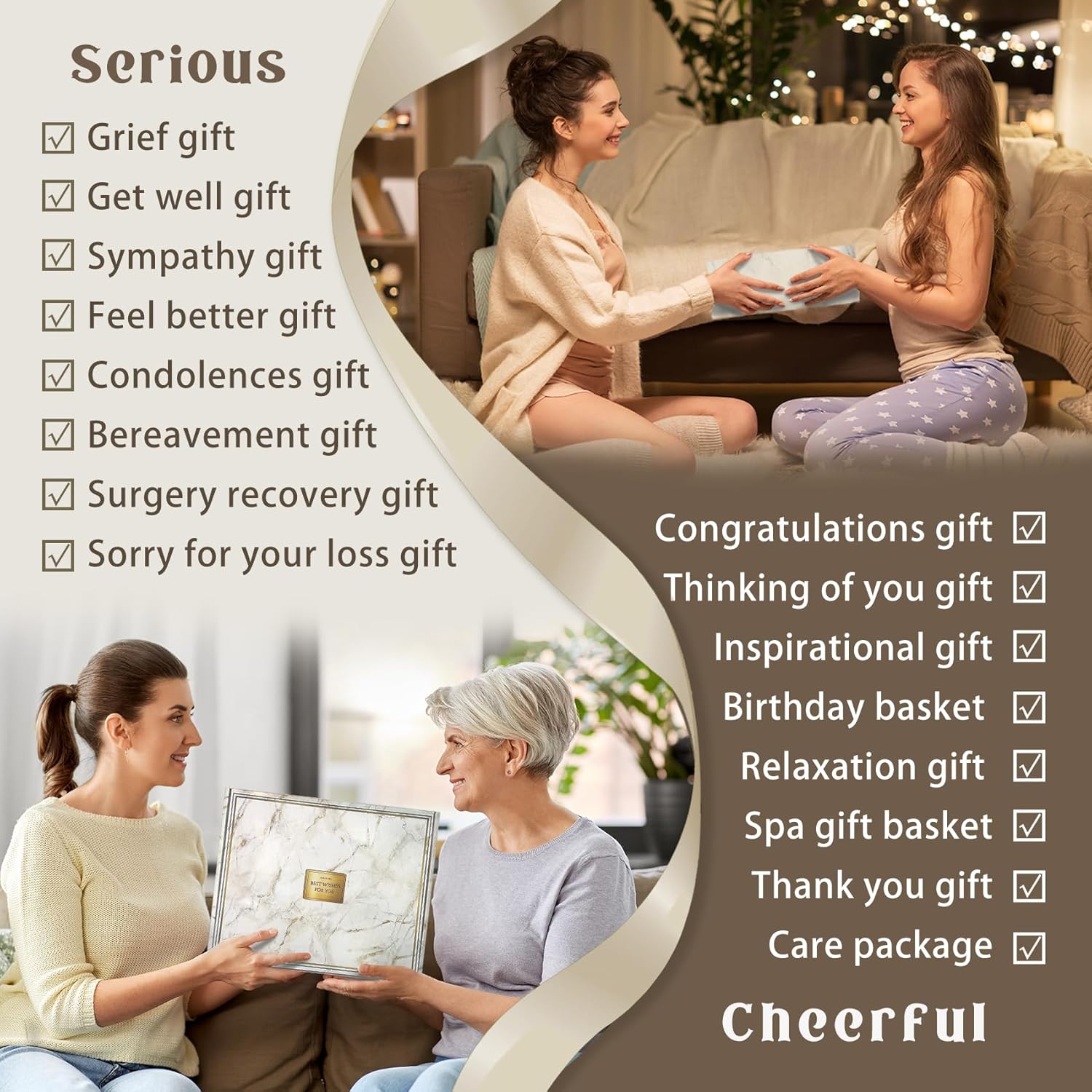 AHAGIFTREE Gift Baskets for Women,11PC Care Package with Moon Lamp,Mother's Day, Grief,Get Well Soon After Surgery,Birthday,Think of You,Thank You,Sympathy - Image 3