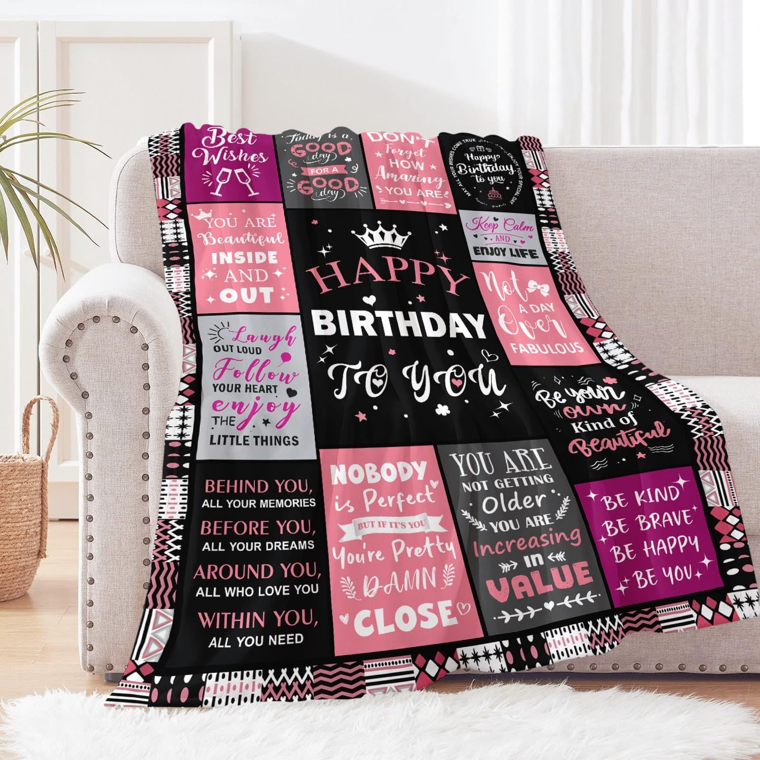 Birthday Gifts for Women - Happy Birthday Decorations Blanket - Gifts for Women Birthday Unique - Womens Birthday Gift Ideas for Her Wife Daughter Mom Sister Friendship - Soft Throw Blanket 50"x60" - Image 4
