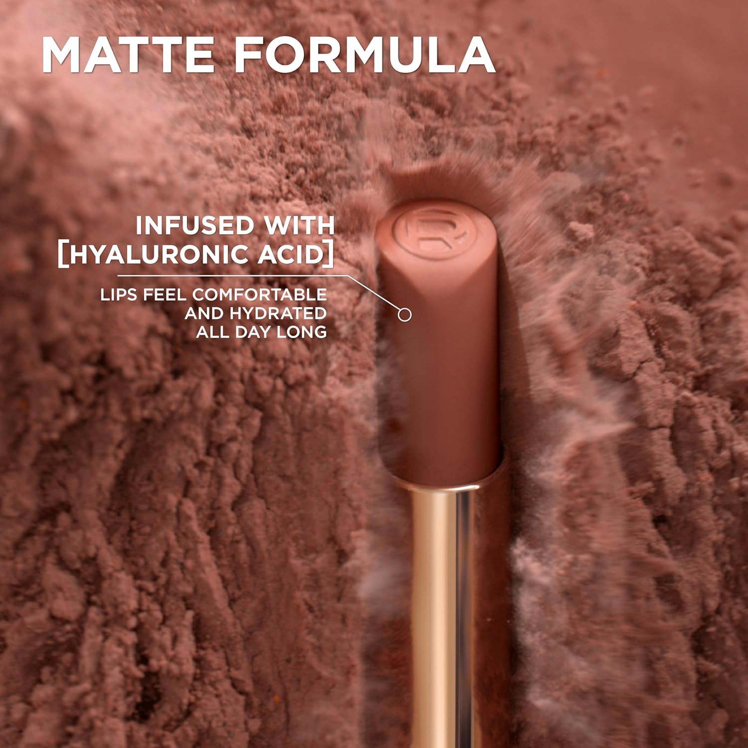 L'Oreal Paris Colour Riche Intense Volume Matte Lipstick, Lip Color Infused with Hyaluronic Acid for up to 16hr All Day Comfort, Le Carmin Courage, 0.06 oz - Image 4