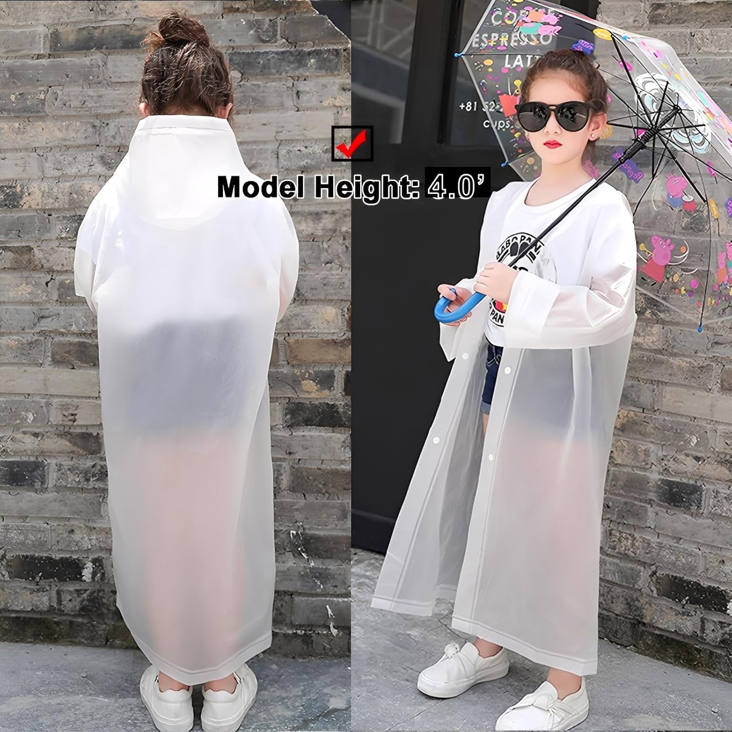 Rain Ponchos Raincoats for Kids, Reusable Boys Girls Rain Jackets Emergency with Hood for Family Disney Travel Outdoor - Image 5