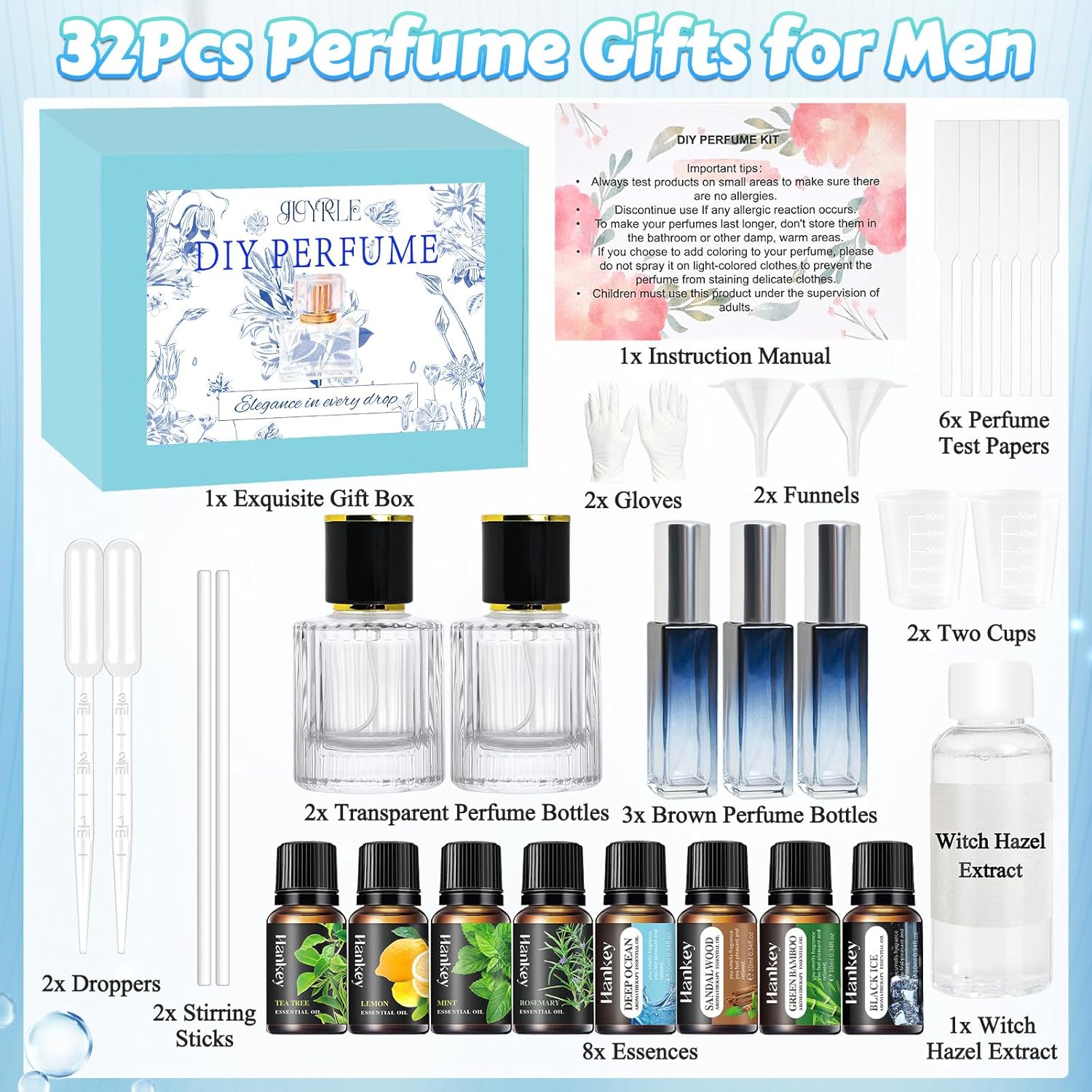 JUYRLE Perfume Making Kit- DIY Cologne Making Kit for Men, Make Your Own Scent with Essential Oil, Spray Bottle, Men's Cologne, Perfume Making Kit for Adults, Scent Set Gifts for Women Boyfriend - Image 2