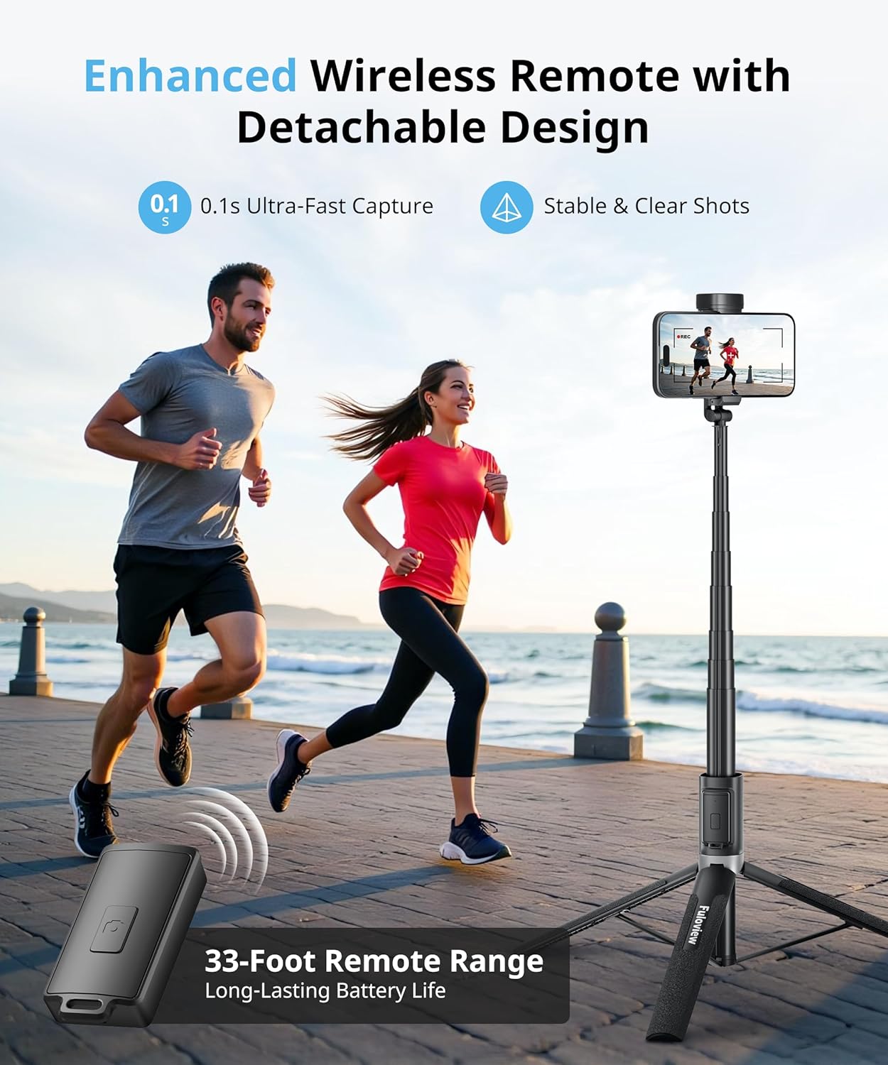 Selfie Stick Travel Tripod for iPhone Wireless Remote for Selfies, Extendable Selfie Stick for iPhone, iPhoneTripod for Video Recording, 60 inch, Black - Image 3