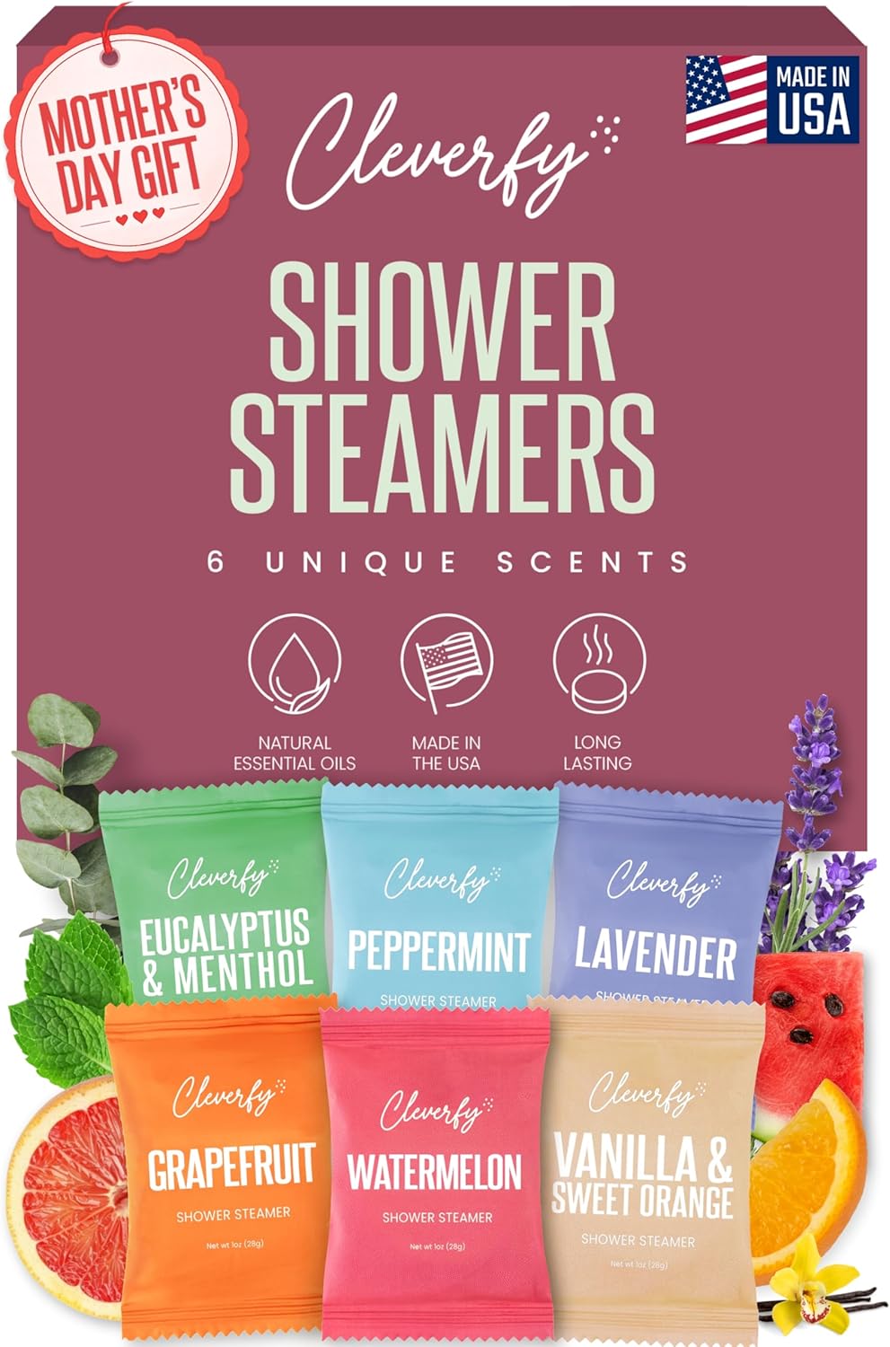 Cleverfy Shower Steamers Aromatherapy - Mothers Day Gifts for Mom, Wife from Husband, Grandma, Daughter and Sister - Birthday Gifts for Women, Mom, Teens, Girlfriend and Her - 6 Tablets