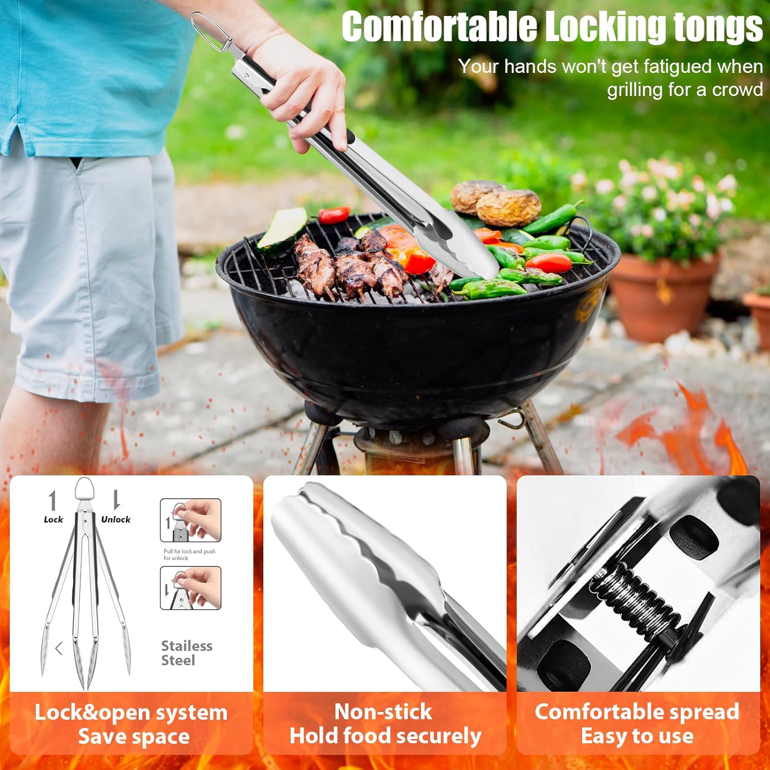 31pcs BBQ Grill Accessories Gifts for Men Dad, Heavy Duty Grilling Tools Gift Set for Father‘s Day, Stainless Steel BBQ Utensils Kit with Mats, Grill Brush in Carrying Bag Brown - Image 3