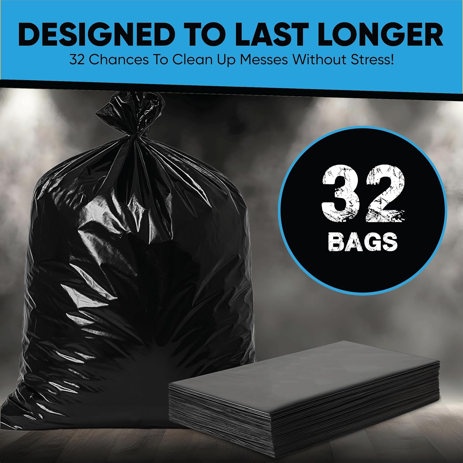 Contractor Garbage Bags 55 Gallon | 32 Trash Bags | Heavy Duty | Black ContractorLarge 55-60 Gallon Trash Bags Heavy Duty Liners, Extra Large Trash Liners Construction, Industrial Bag - Image 3