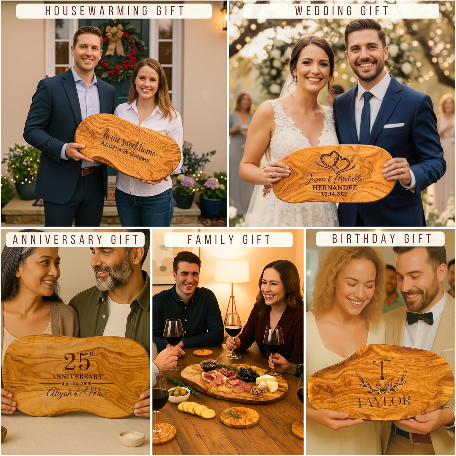 Personalized Olive Wood Cutting Board - Custom Charcuterie Boards, Housewarming, New Home, Retirement Gifts for Women, Her, Men, Him, Friends, Wedding, Bridal Shower, Engagement, Anniversary, Family - Image 7