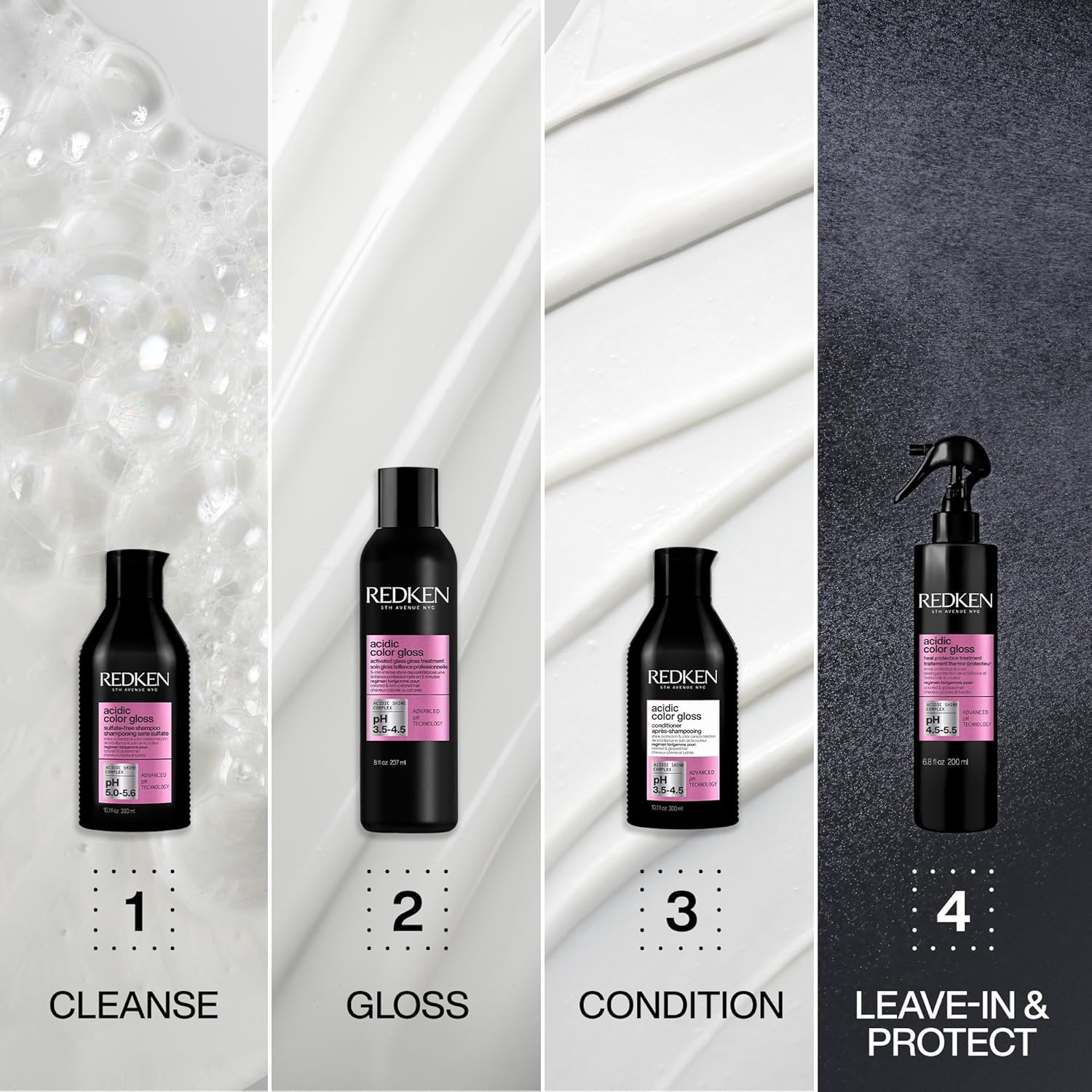 Redken Acidic Color Gloss Sulfate-Free Shampoo for Color Protection and Shine To Help Extend Color & Shine for Color-Treated Hair - Image 5
