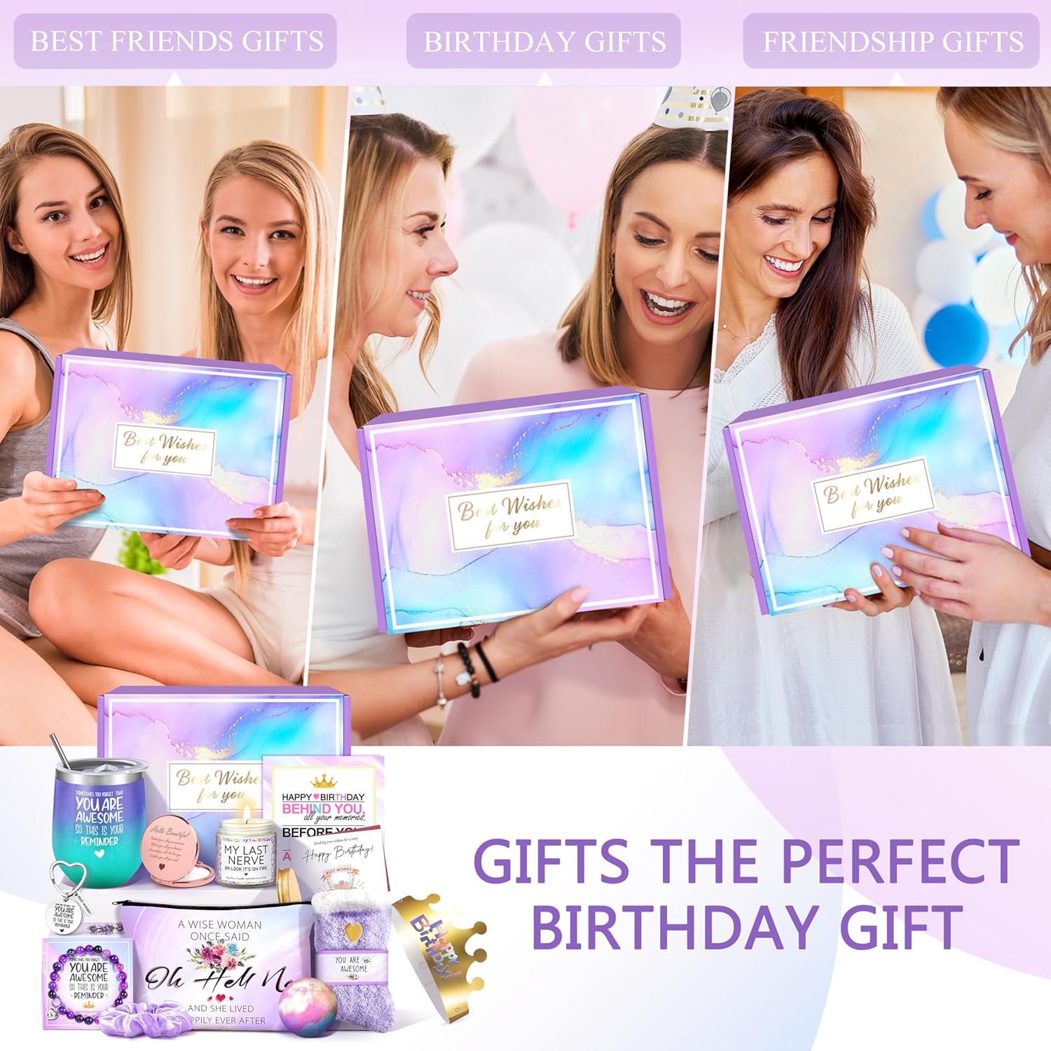Gemwi Gifts for Women, Birthday Gifts for Women, Happy Birthday Gifts Basket, Gift Set for Best Friends Female Sister Mom Wife Her Girlfriend Coworker Bestie Bff - Image 7