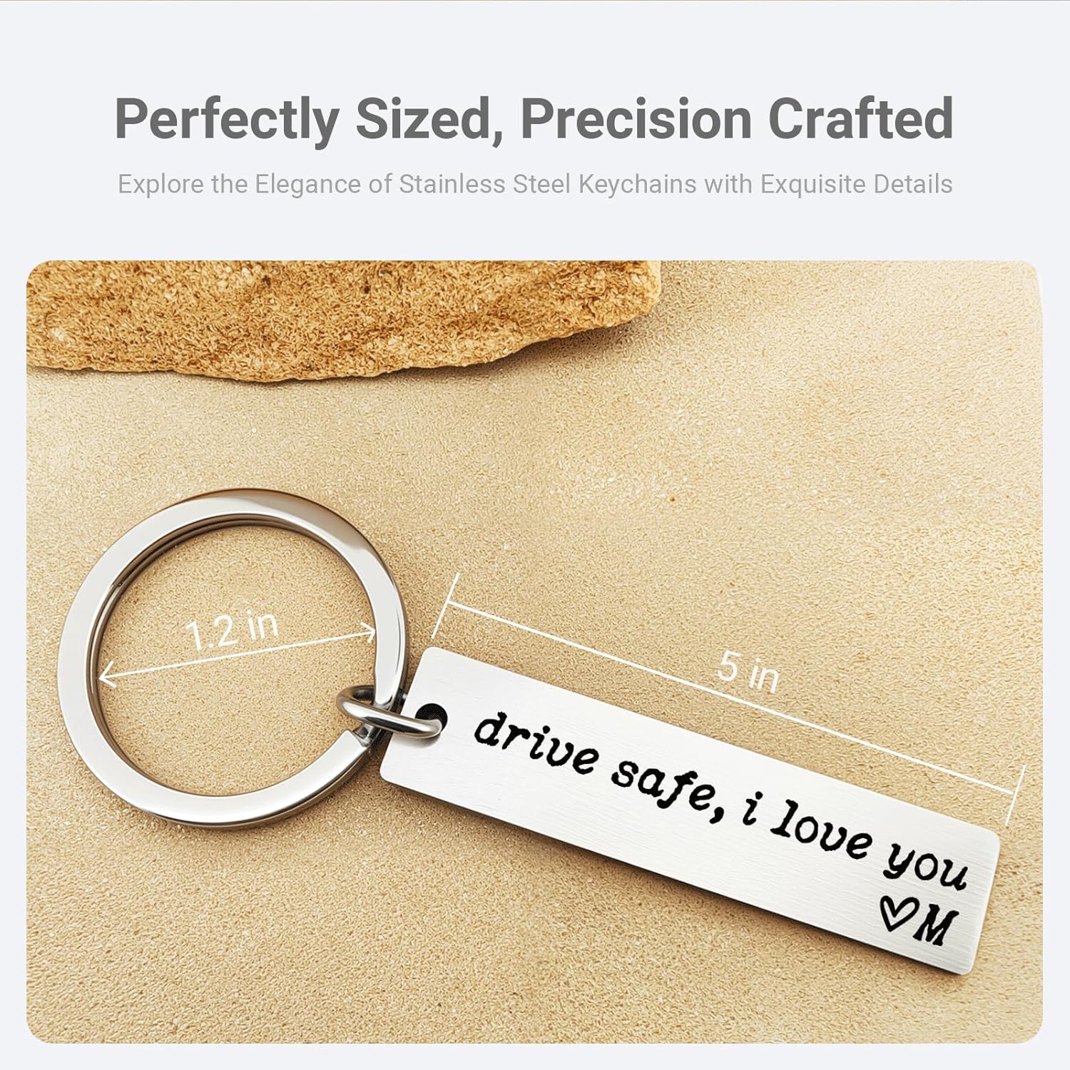 ZEARPT Drive Safe I Love You Keychain, A–Z Initial Engraved Stainless Steel Key Ring, Personalized Gift for Boyfriend, Husband & Family Members - Image 3